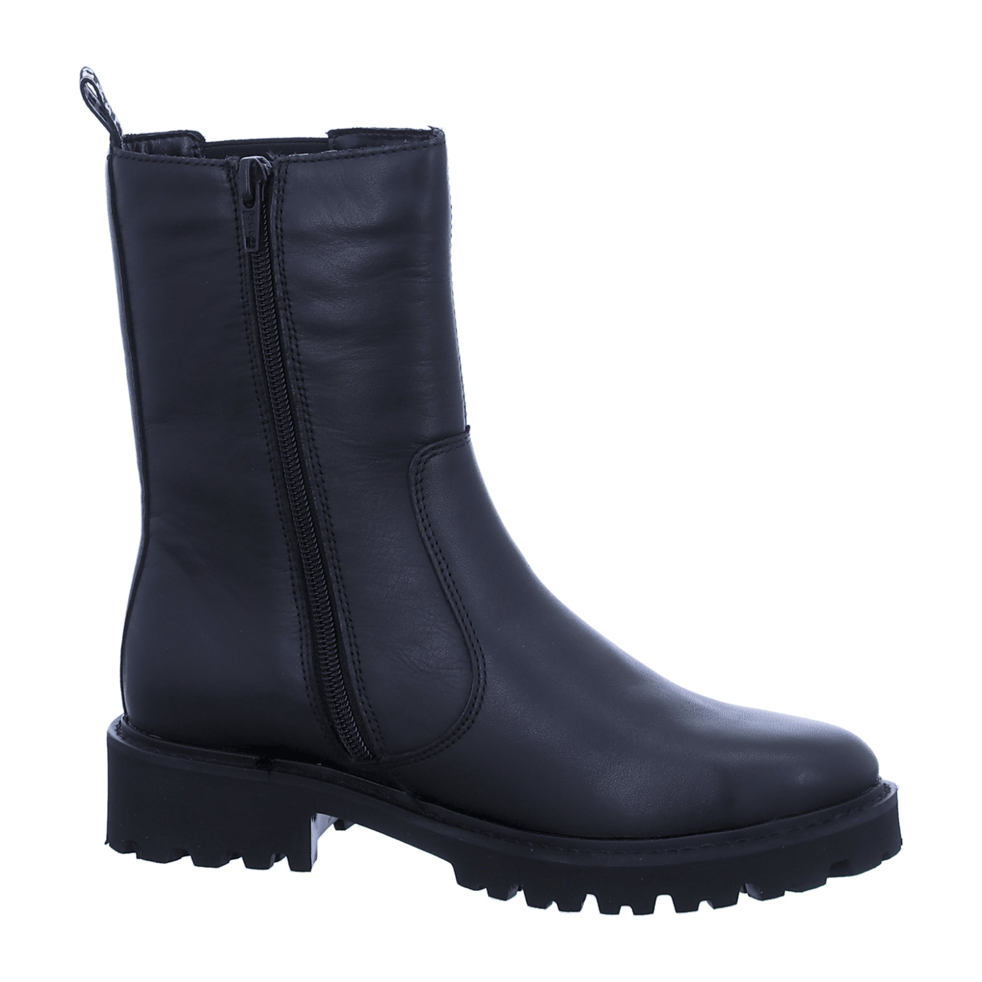 Remonte Ladies Black Leather Zip Boots with Warm Lining for Autumn Winter