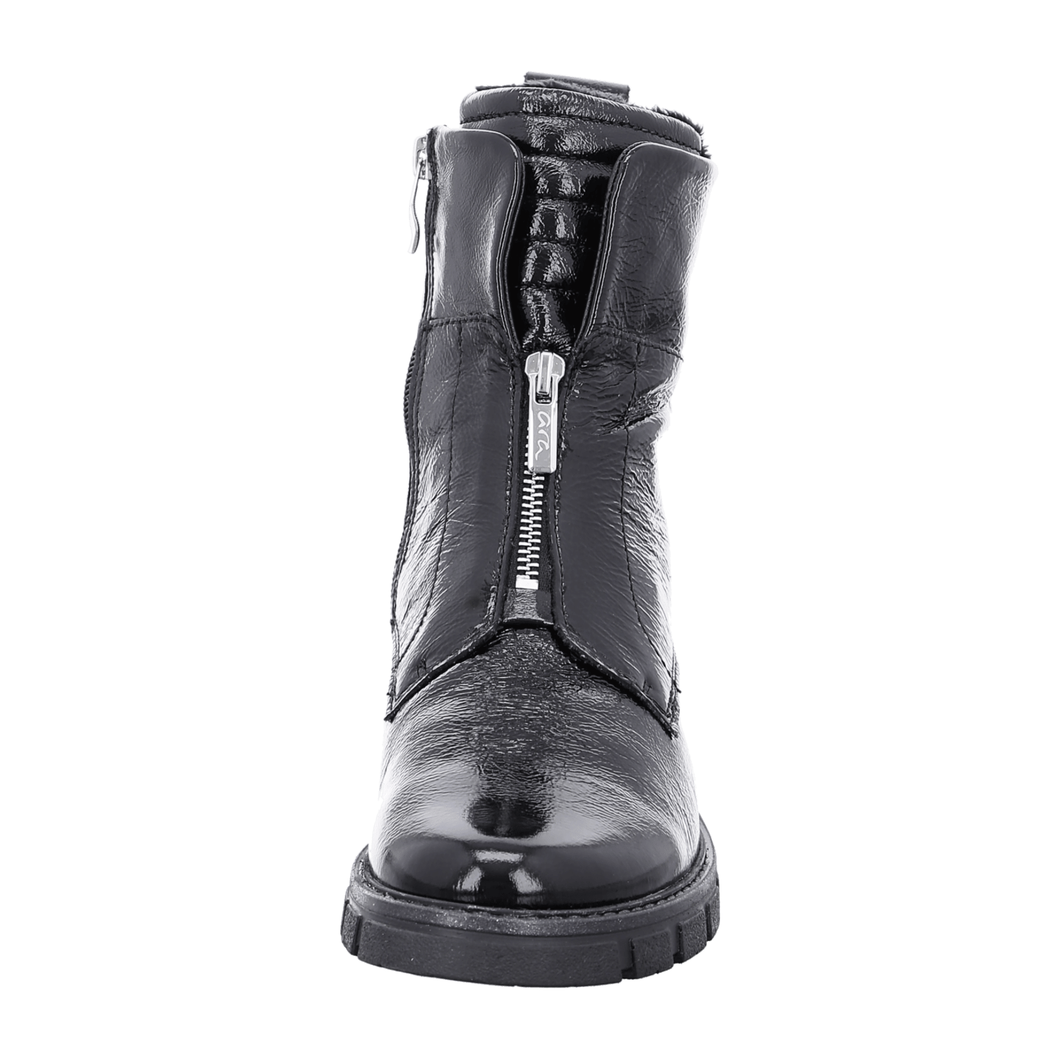 ARA DOVER DOVER Women's Boots Classic Black Patent Leather Zip-Up Boots with Warm Fleece Lining
