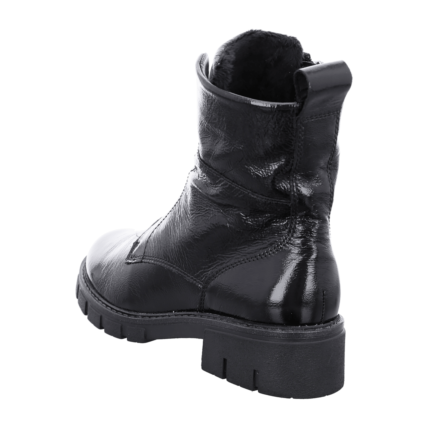 ARA DOVER DOVER Women's Boots Classic Black Patent Leather Zip-Up Boots with Warm Fleece Lining