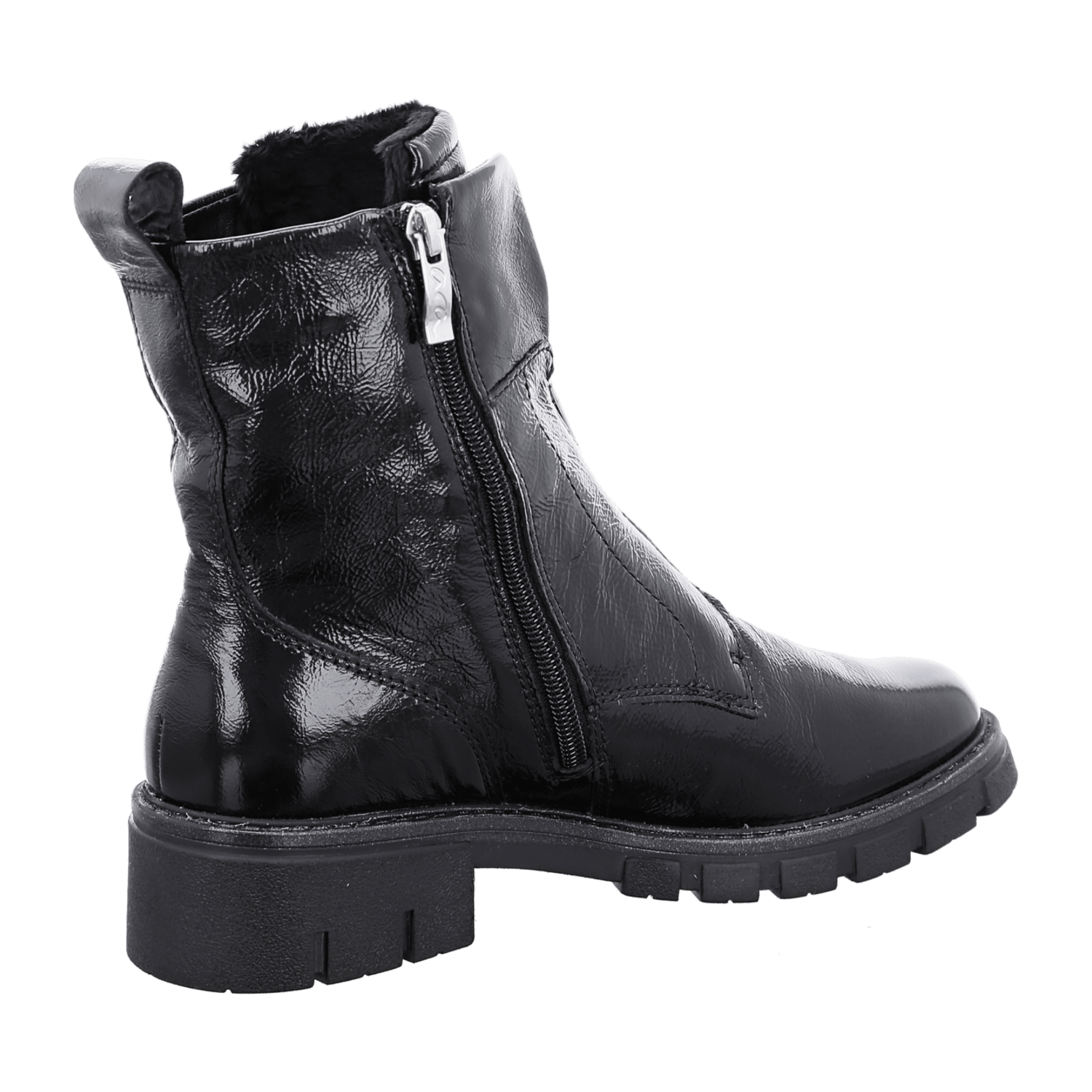ARA DOVER DOVER Women's Boots Classic Black Patent Leather Zip-Up Boots with Warm Fleece Lining
