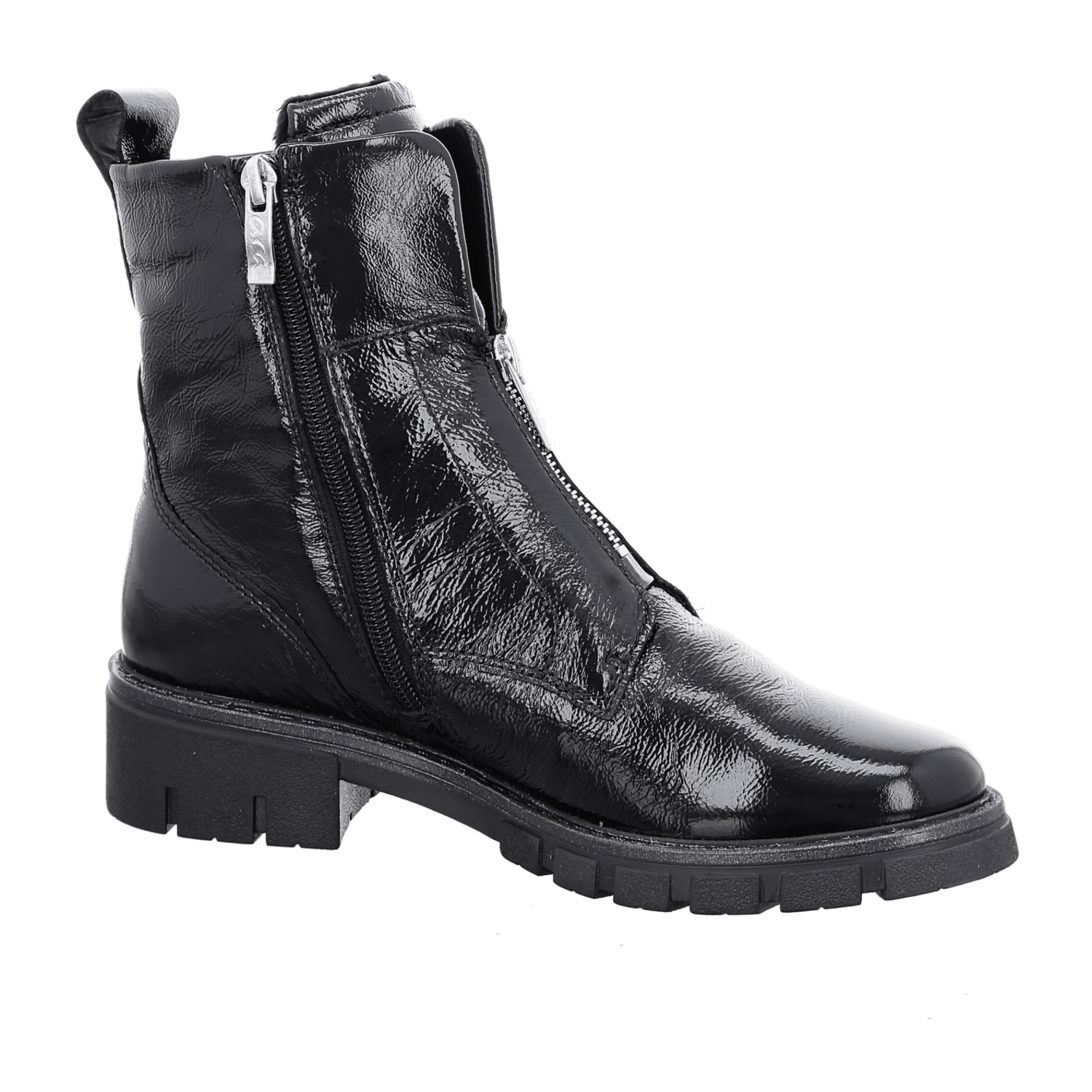 ARA DOVER DOVER Women's Boots Classic Black Patent Leather Zip-Up Boots with Warm Fleece Lining