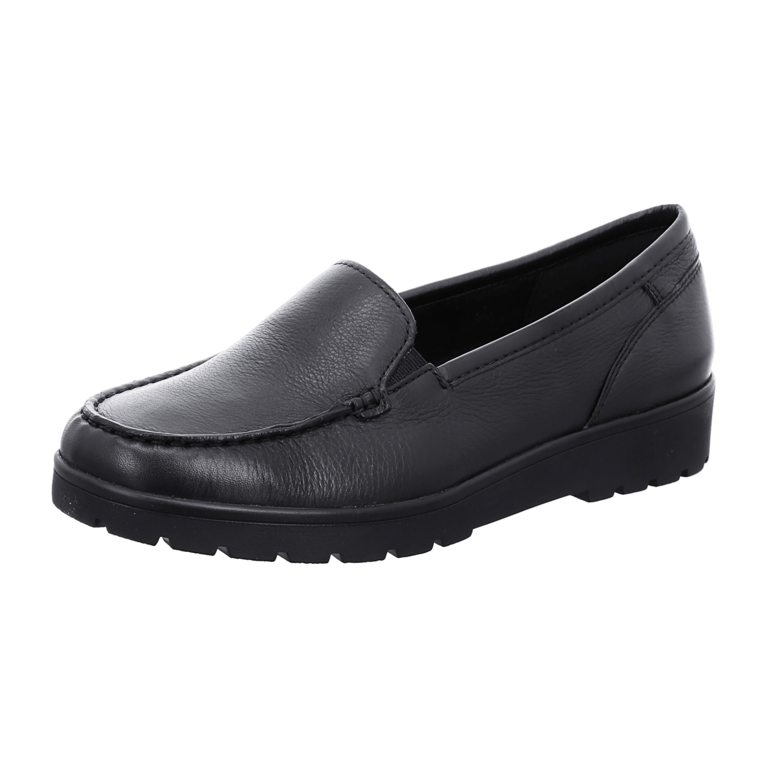ARA DALLAS Women's Loafers in Black Smooth Leather with Textile Lining and Rubber Sole - Bartel-Shop