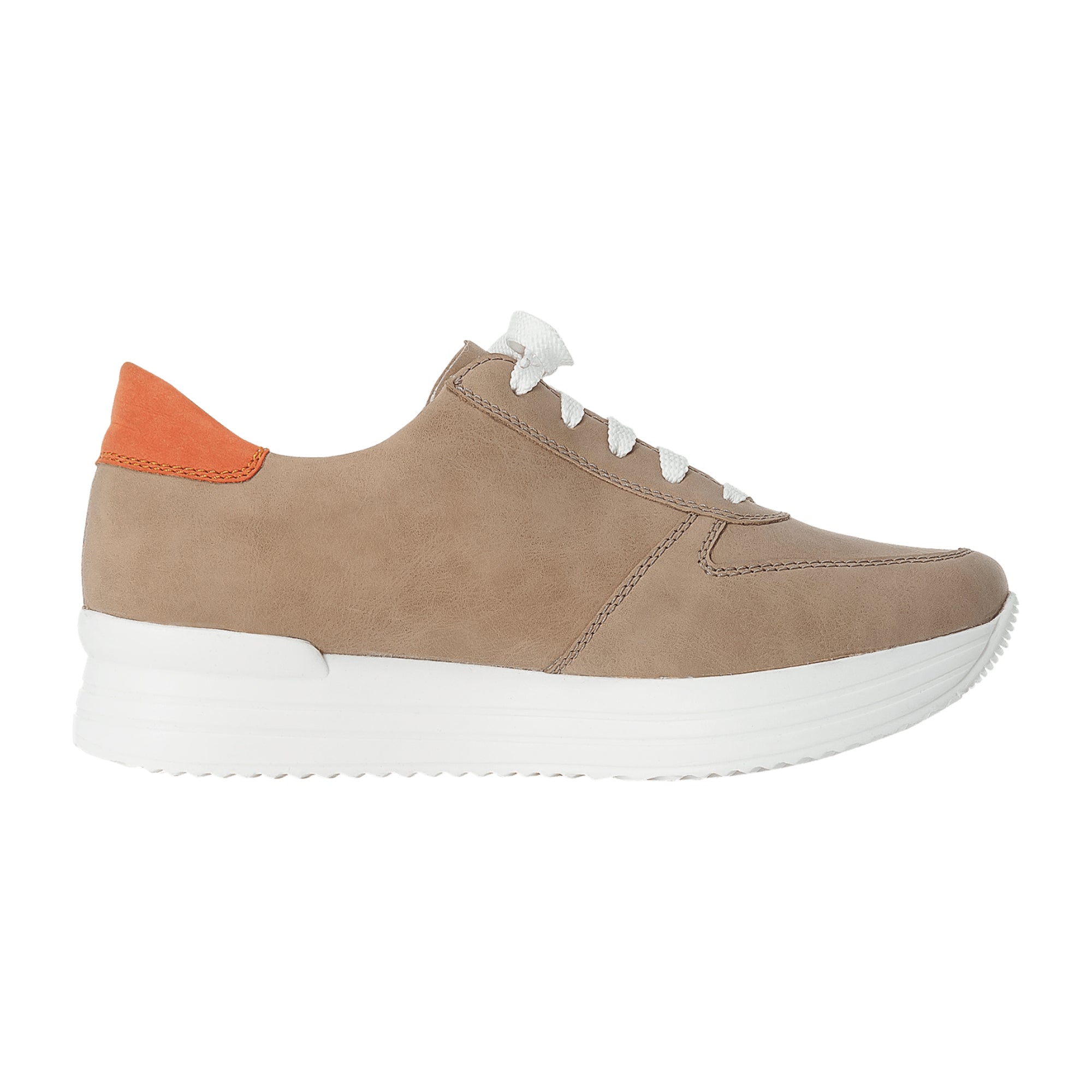 Rieker Women's Beige Lace-Up Shoes Comfortable Synthetic Leather Casual Sneakers
