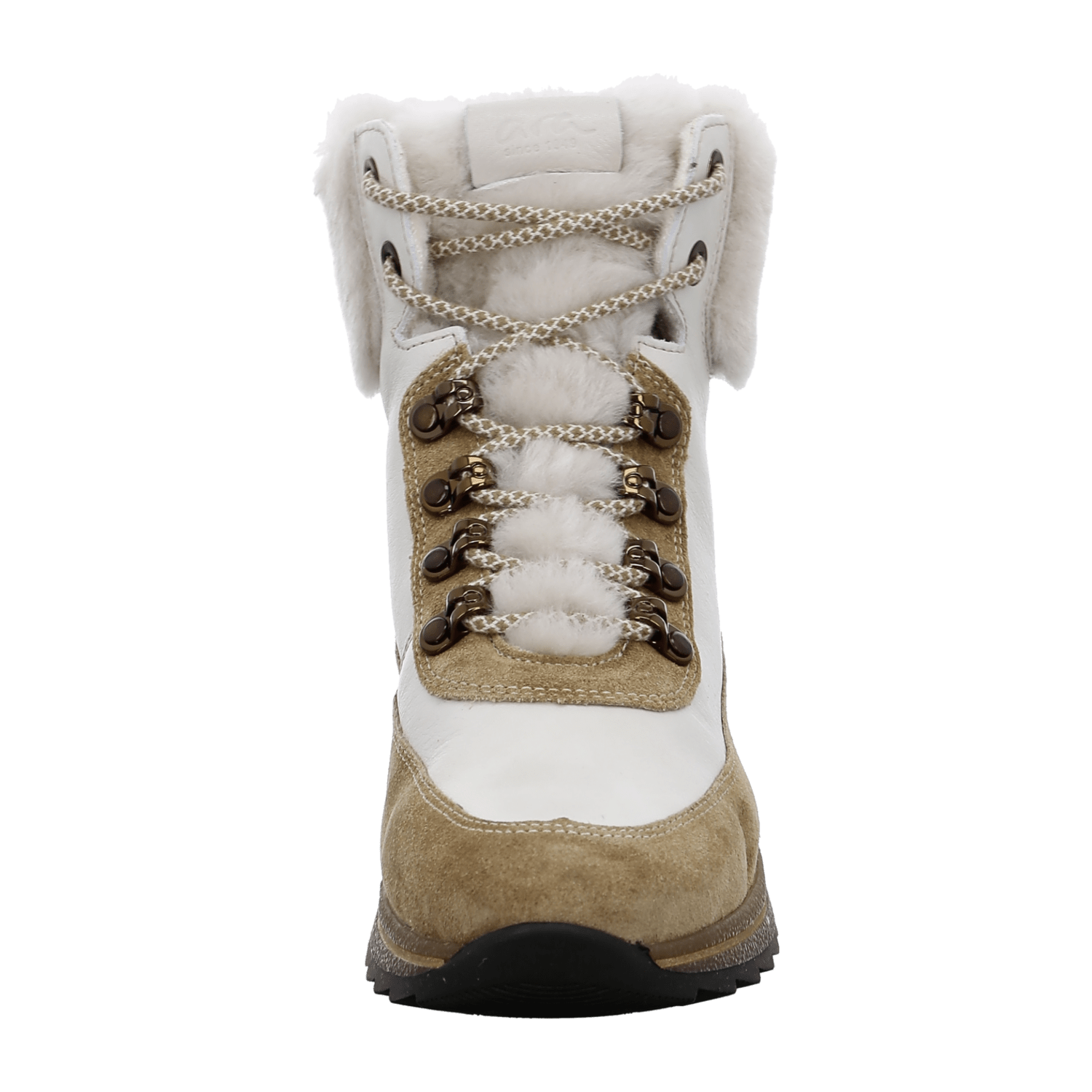 ARA OSAKA Women's Lace-Up Ankle Boot T-Bar Style Full-Grain Leather Warm Wool Lining White
