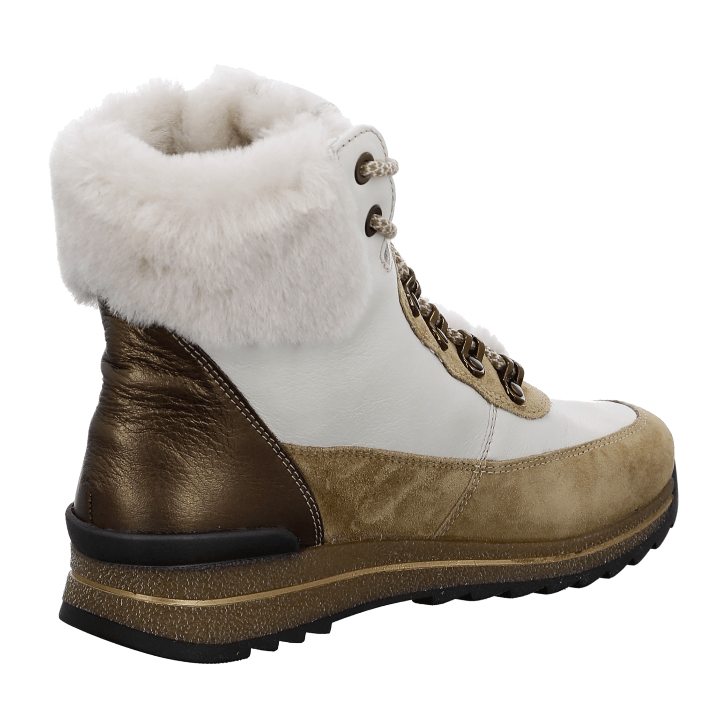 ARA OSAKA Women's Lace-Up Ankle Boot T-Bar Style Full-Grain Leather Warm Wool Lining White