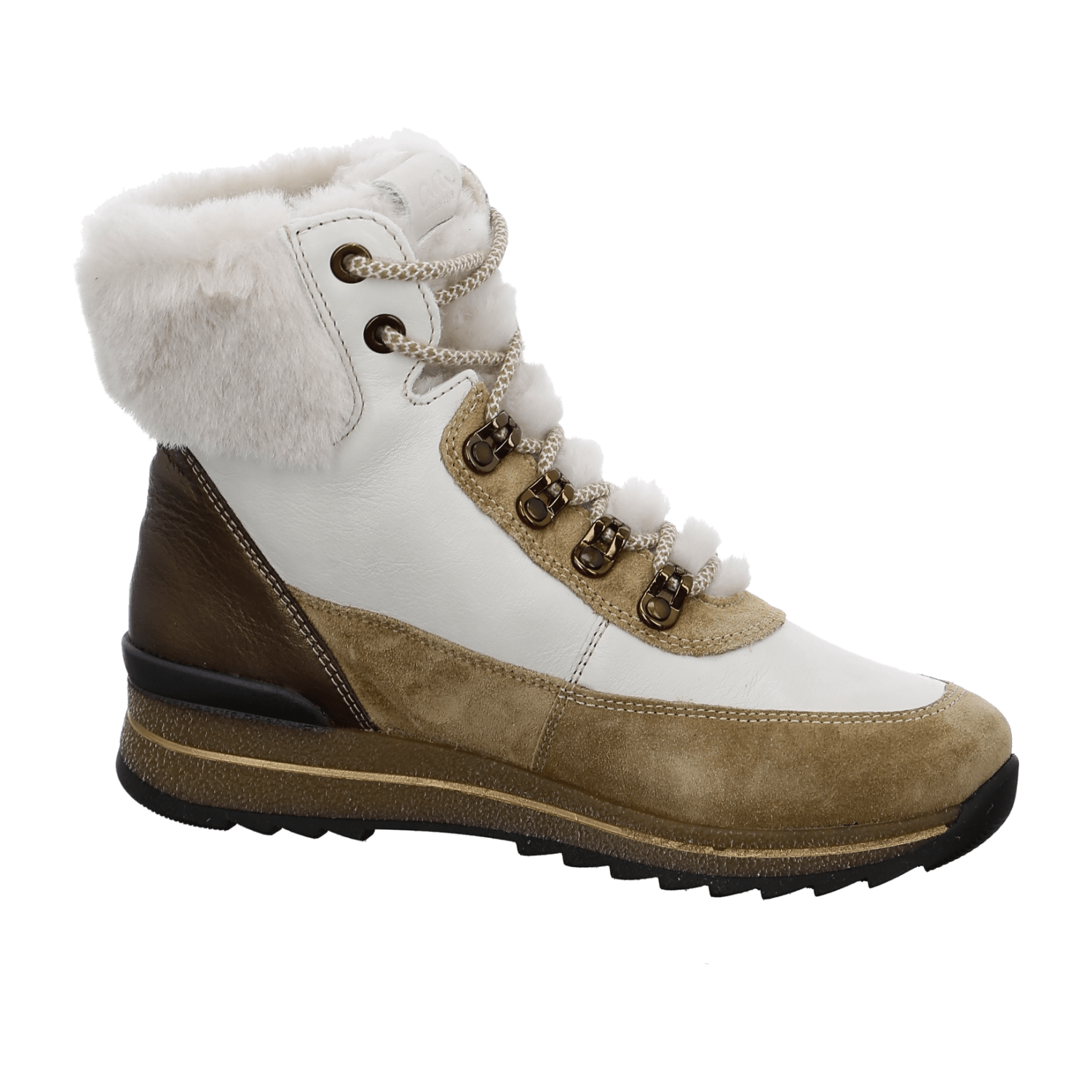 ARA OSAKA Women's Lace-Up Ankle Boot T-Bar Style Full-Grain Leather Warm Wool Lining White