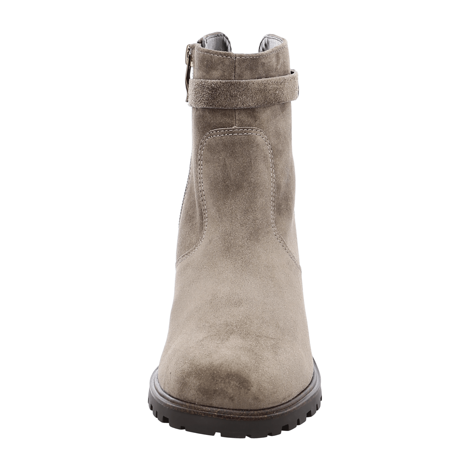 ARA MANTOVA Women's Ankle Boots in Grey, Full-Grain Leather with Zipper and Warm Lining, Classic Round Toe