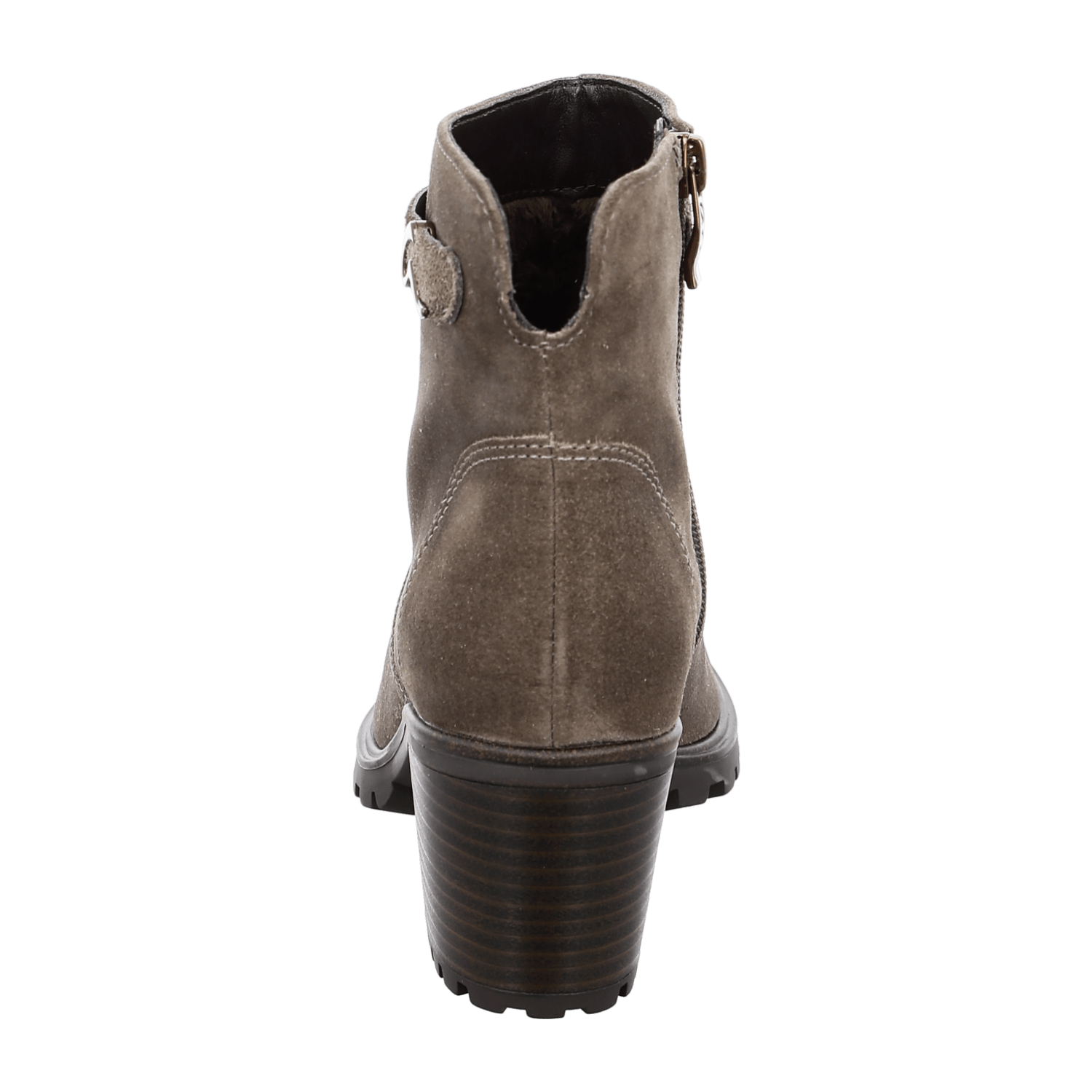 ARA MANTOVA Women's Ankle Boots in Grey, Full-Grain Leather with Zipper and Warm Lining, Classic Round Toe