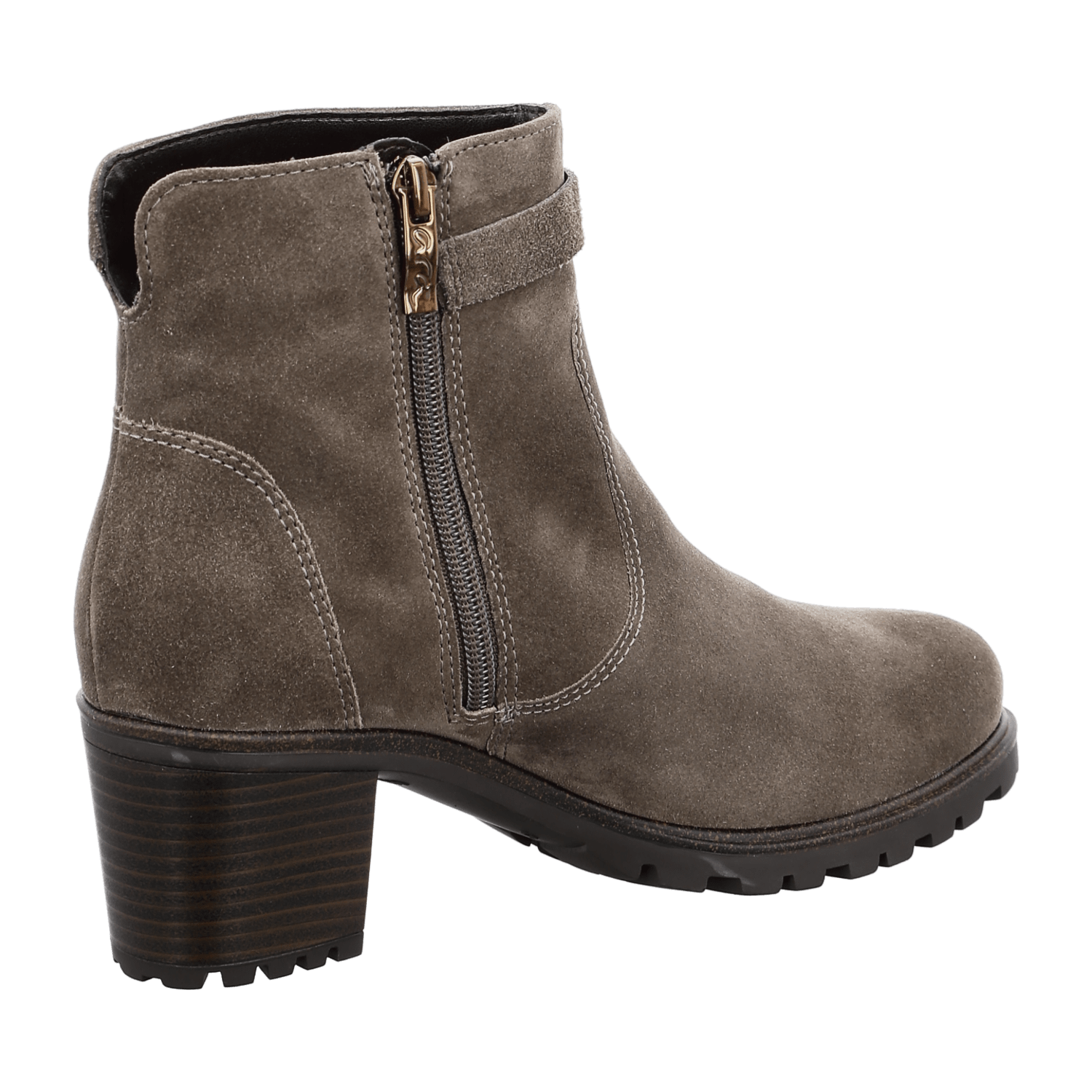 ARA MANTOVA Women's Ankle Boots in Grey, Full-Grain Leather with Zipper and Warm Lining, Classic Round Toe