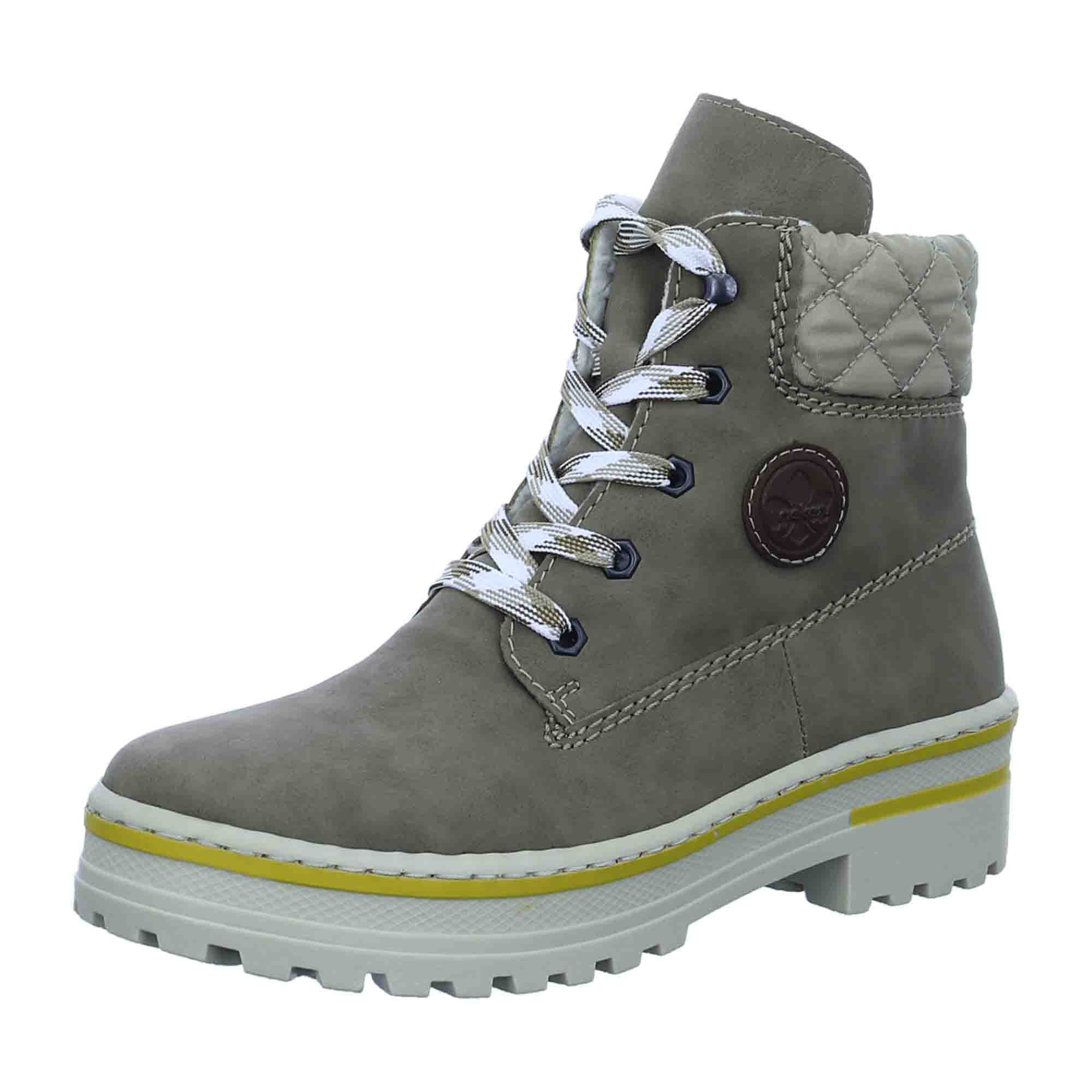 Rieker Women's Beige Lace-Up Ankle Boots with Warm Lining for Winter Comfort