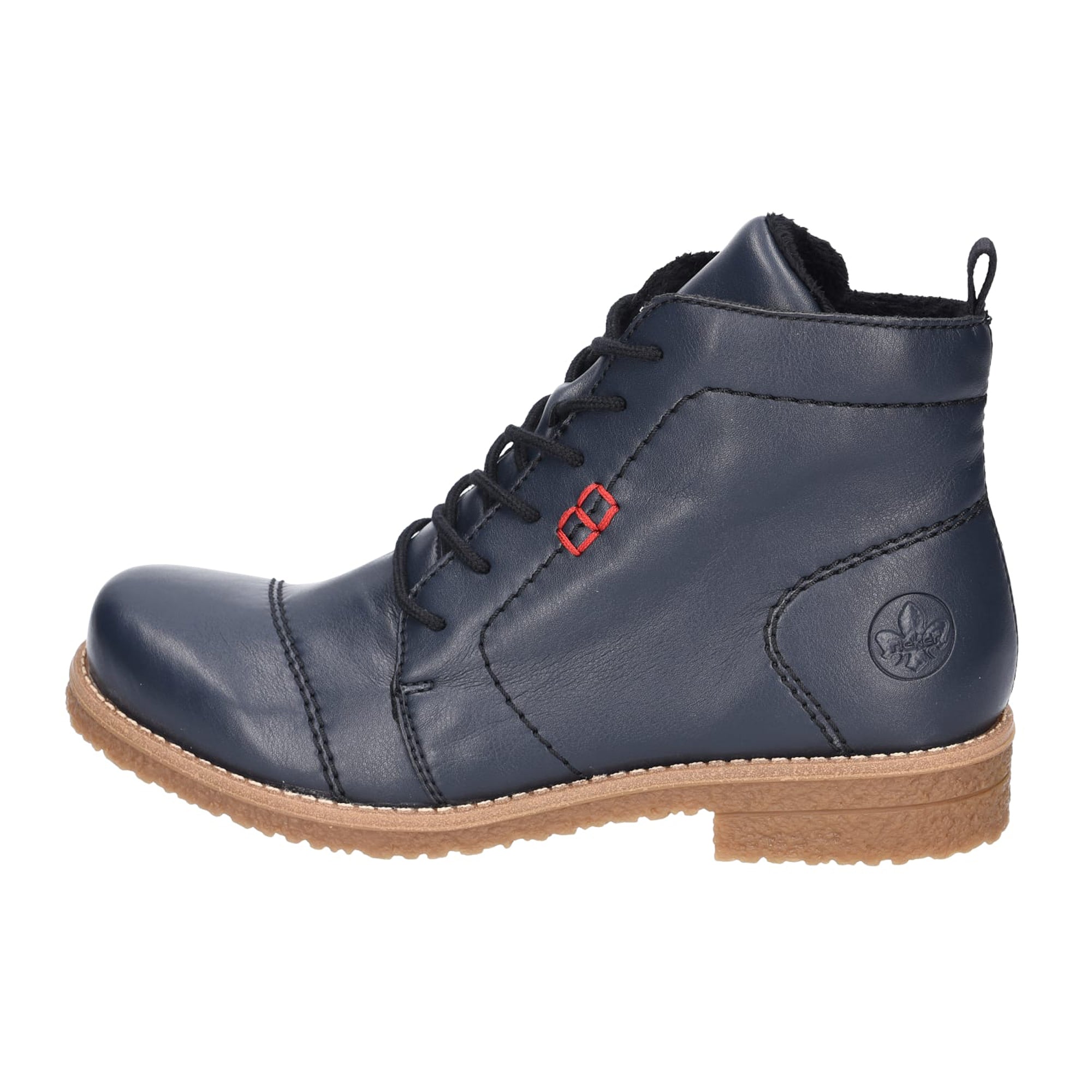 Rieker Women's Blue Lace-Up Ankle Boots with Warm Lining and Comfortable Fit