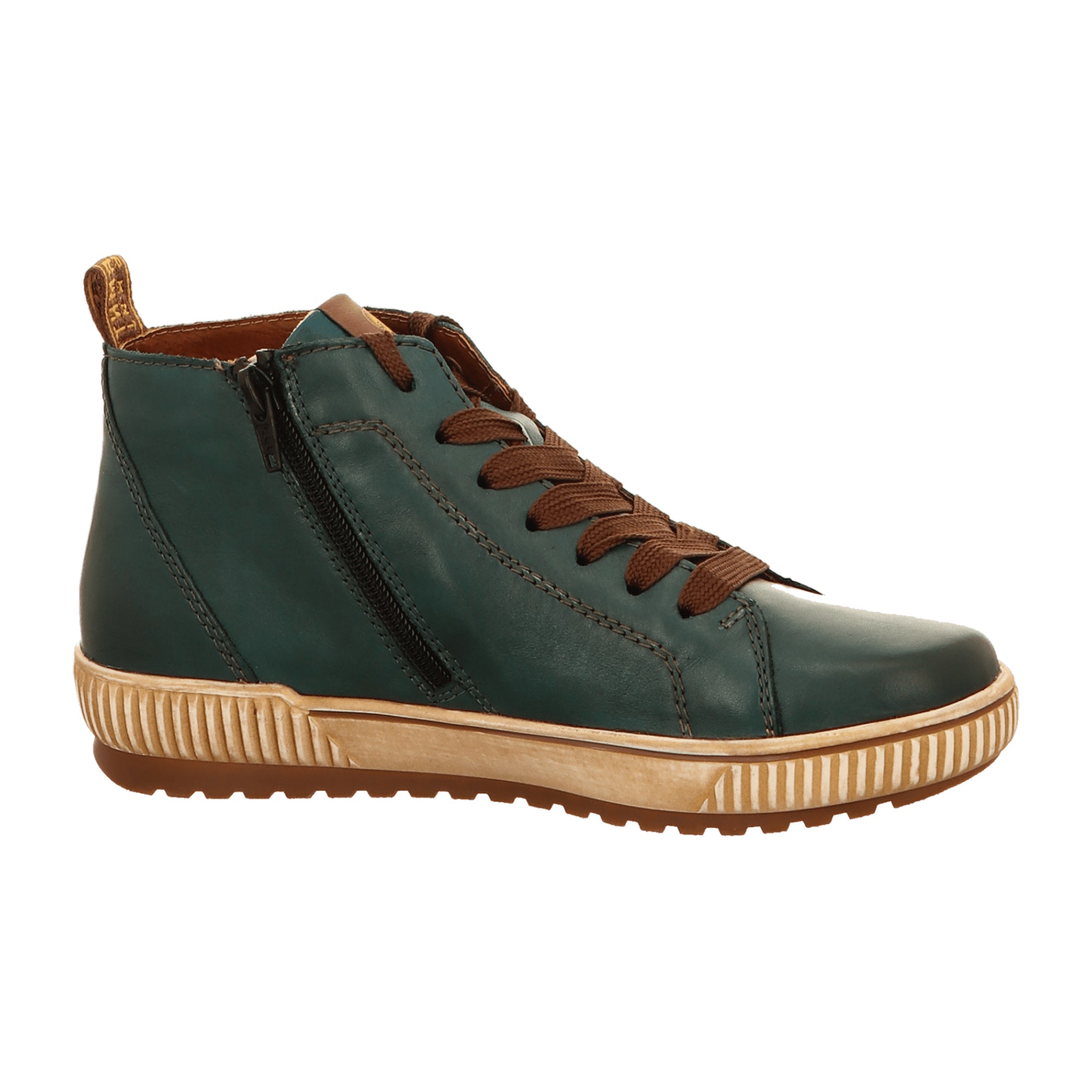 Remonte Blue Leather Lace-Up Boots with Warm Lining and Zip for Winter
