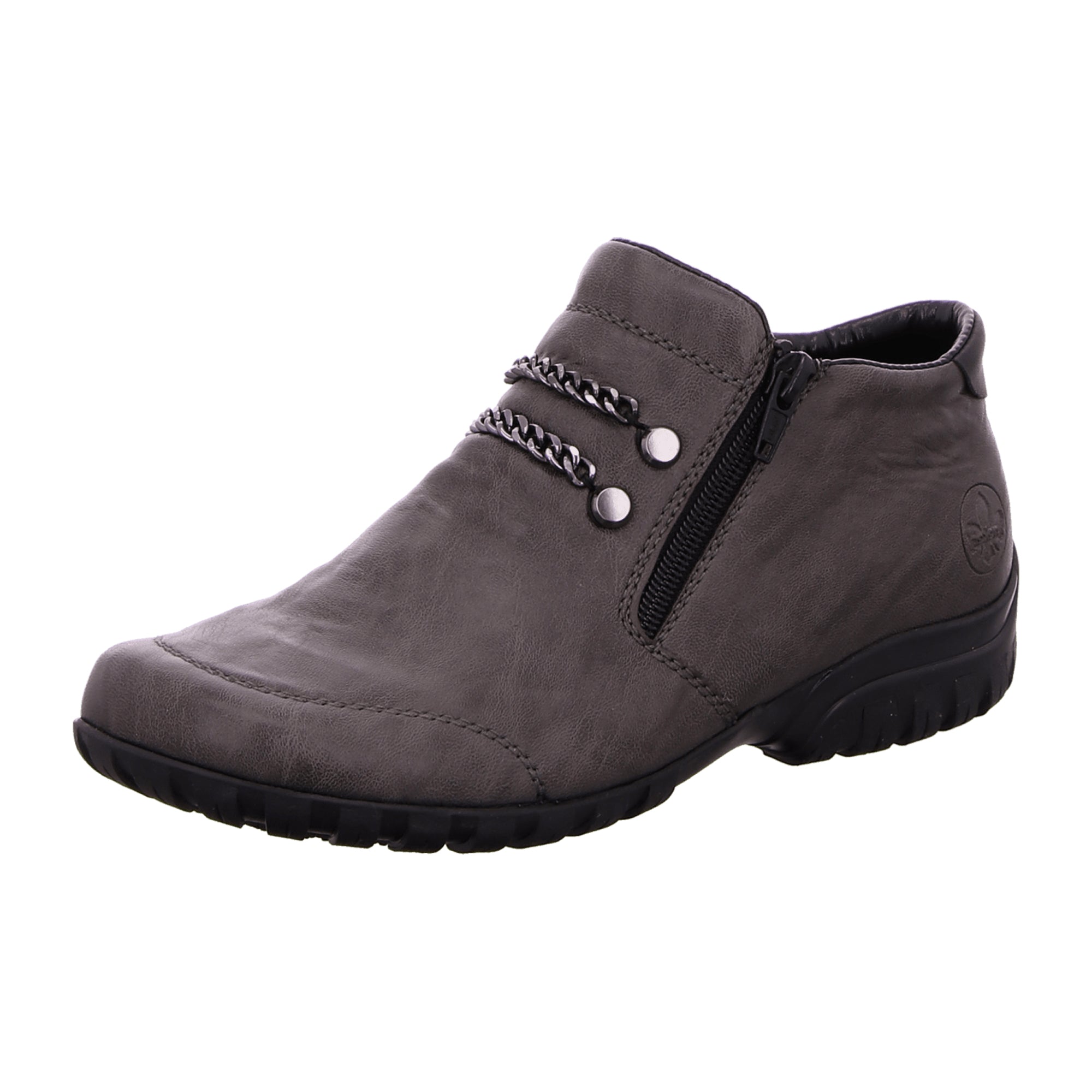 Rieker Gurgaon Gray Women's Slip-On Ankle Boots with Warm Lining and Zipper