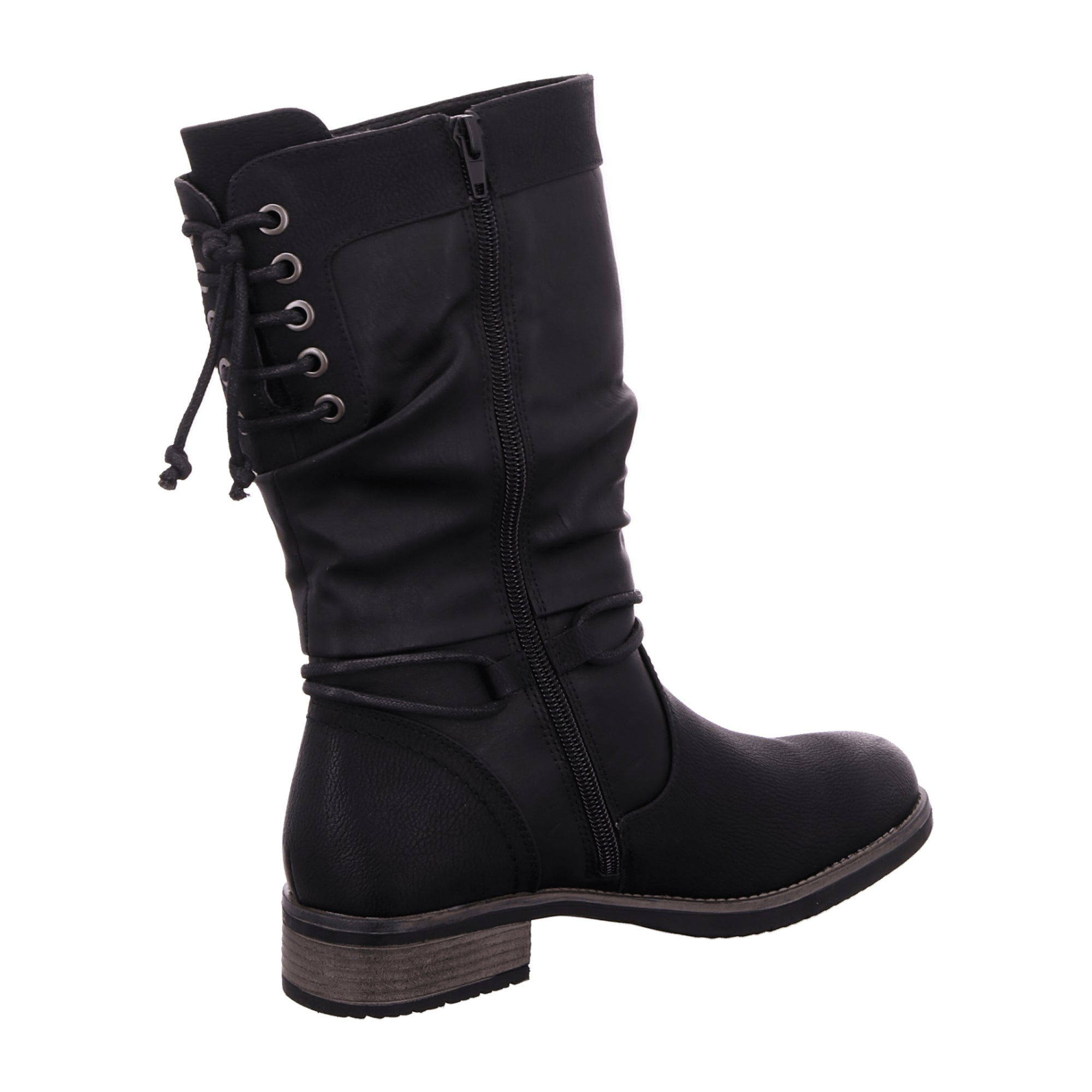Rieker Women's Black Comfortable High Shaft Boots with Zipper and Grip Sole