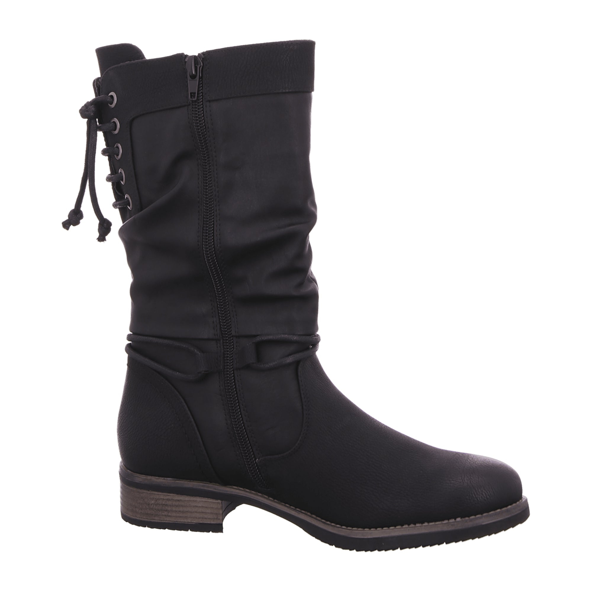Rieker Women's Black Comfortable High Shaft Boots with Zipper and Grip Sole