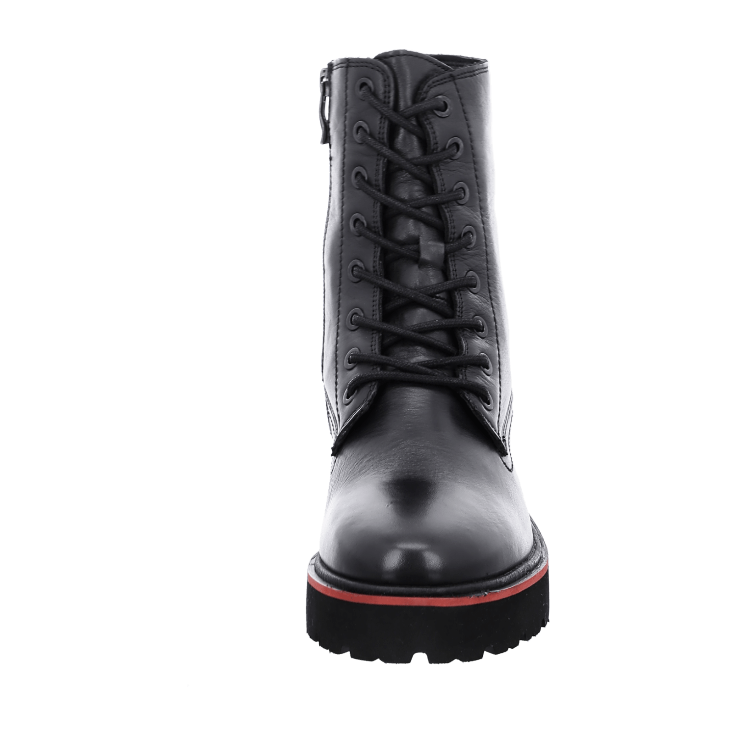 ARA BOLOGNA Women's Derby Boots in Black Smooth Leather with Zipper and Round Toe