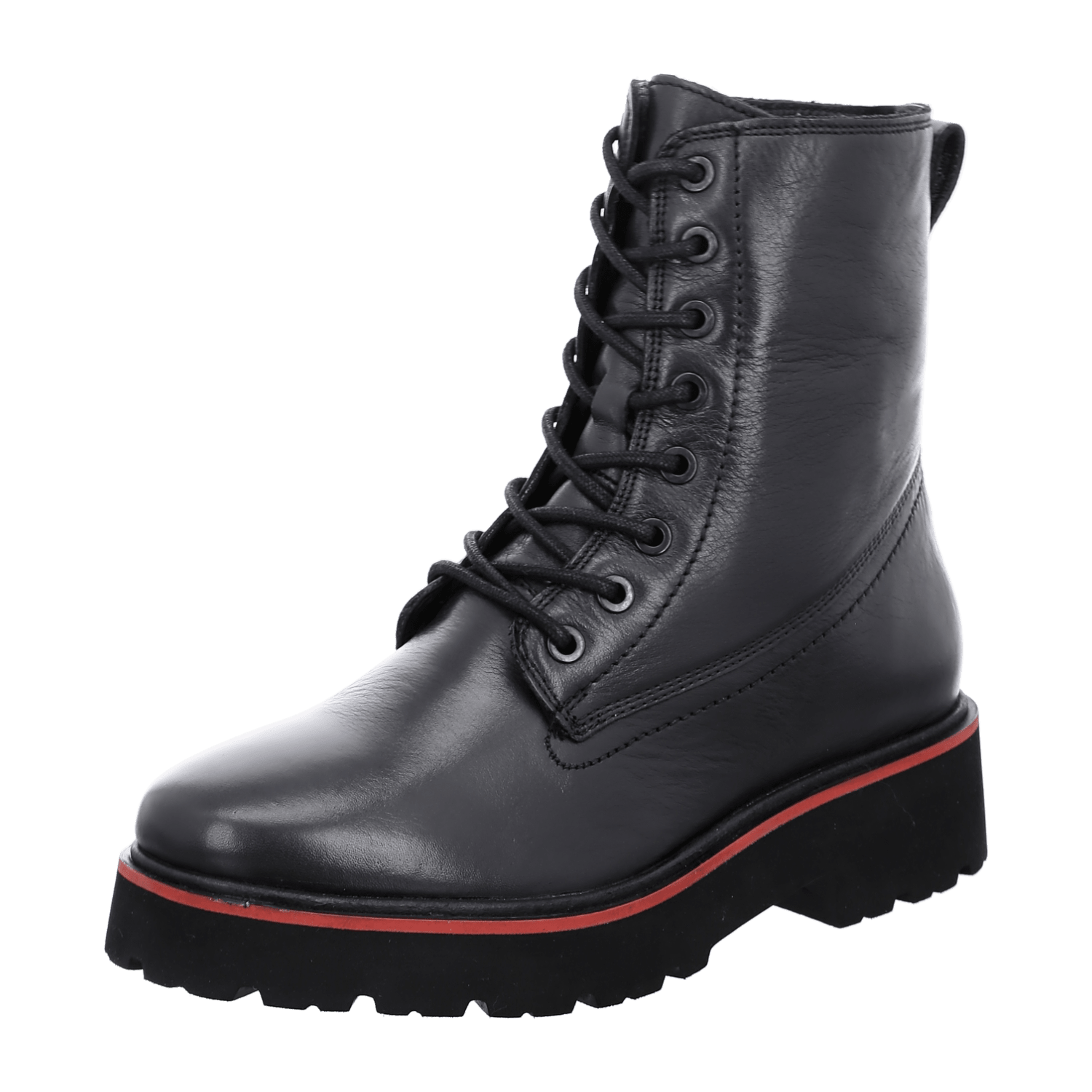 ARA BOLOGNA Women's Derby Boots in Black Smooth Leather with Zipper and Round Toe