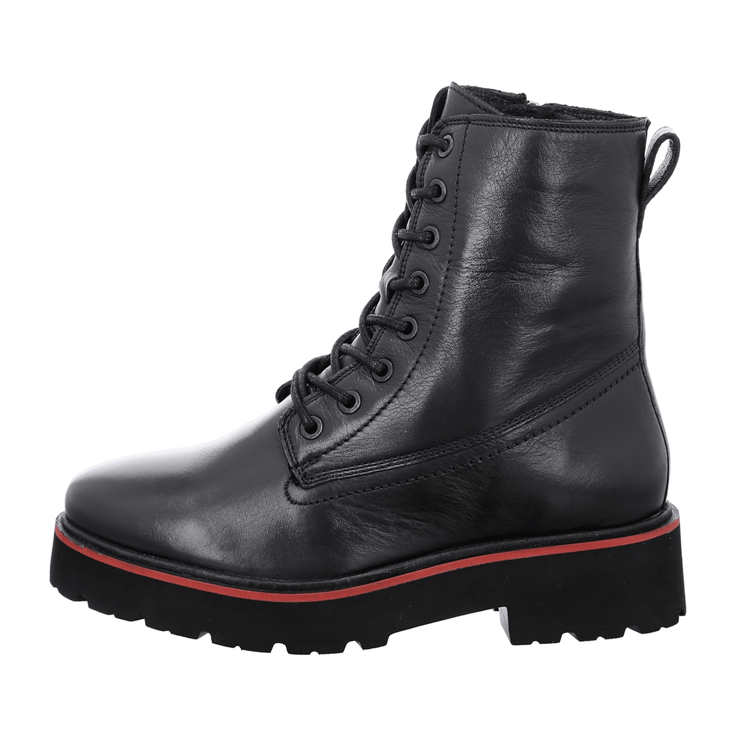ARA BOLOGNA Women's Derby Boots in Black Smooth Leather with Zipper and Round Toe