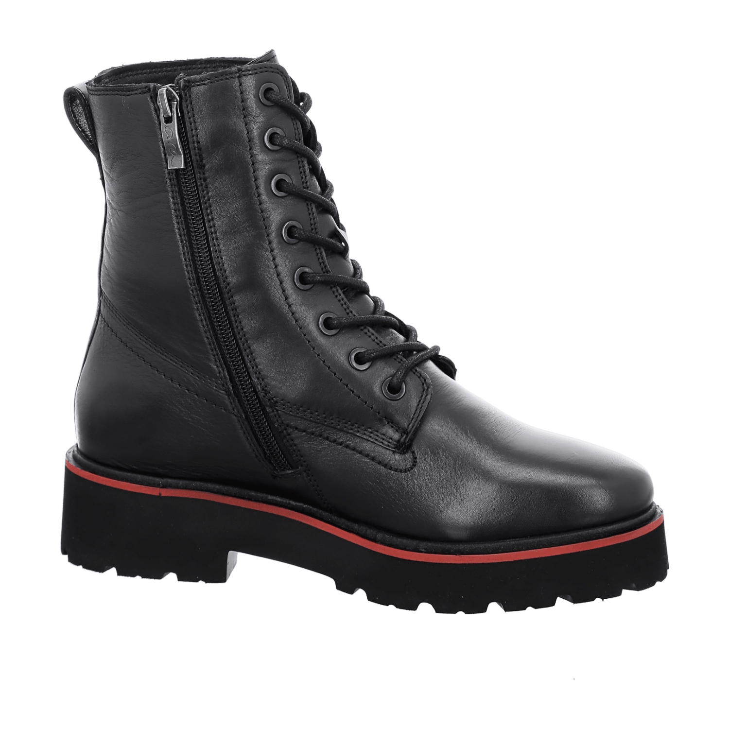 ARA BOLOGNA Women's Derby Boots in Black Smooth Leather with Zipper and Round Toe