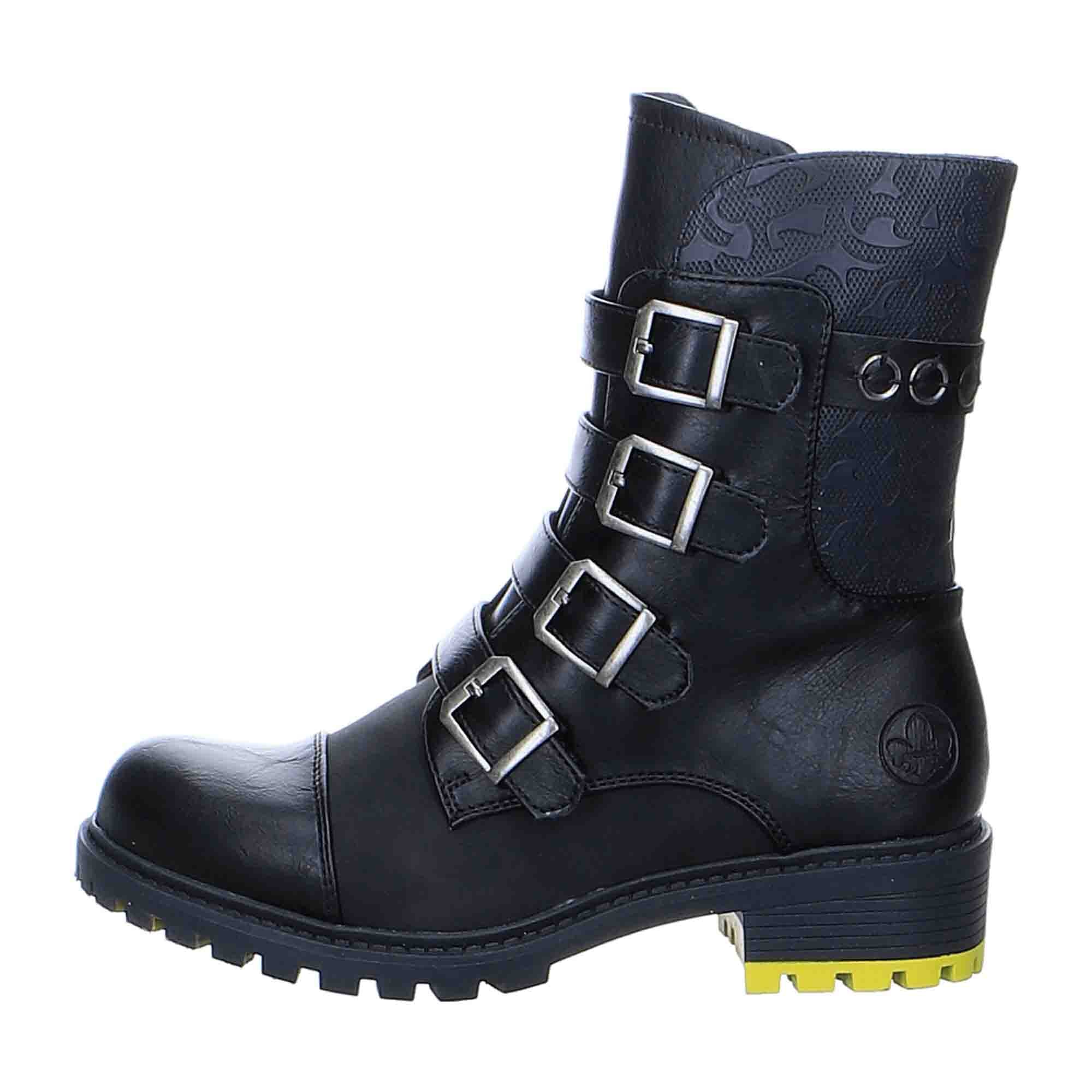 Rieker Women's Black Ankle Boots with Zip and Faux Fur Lining
