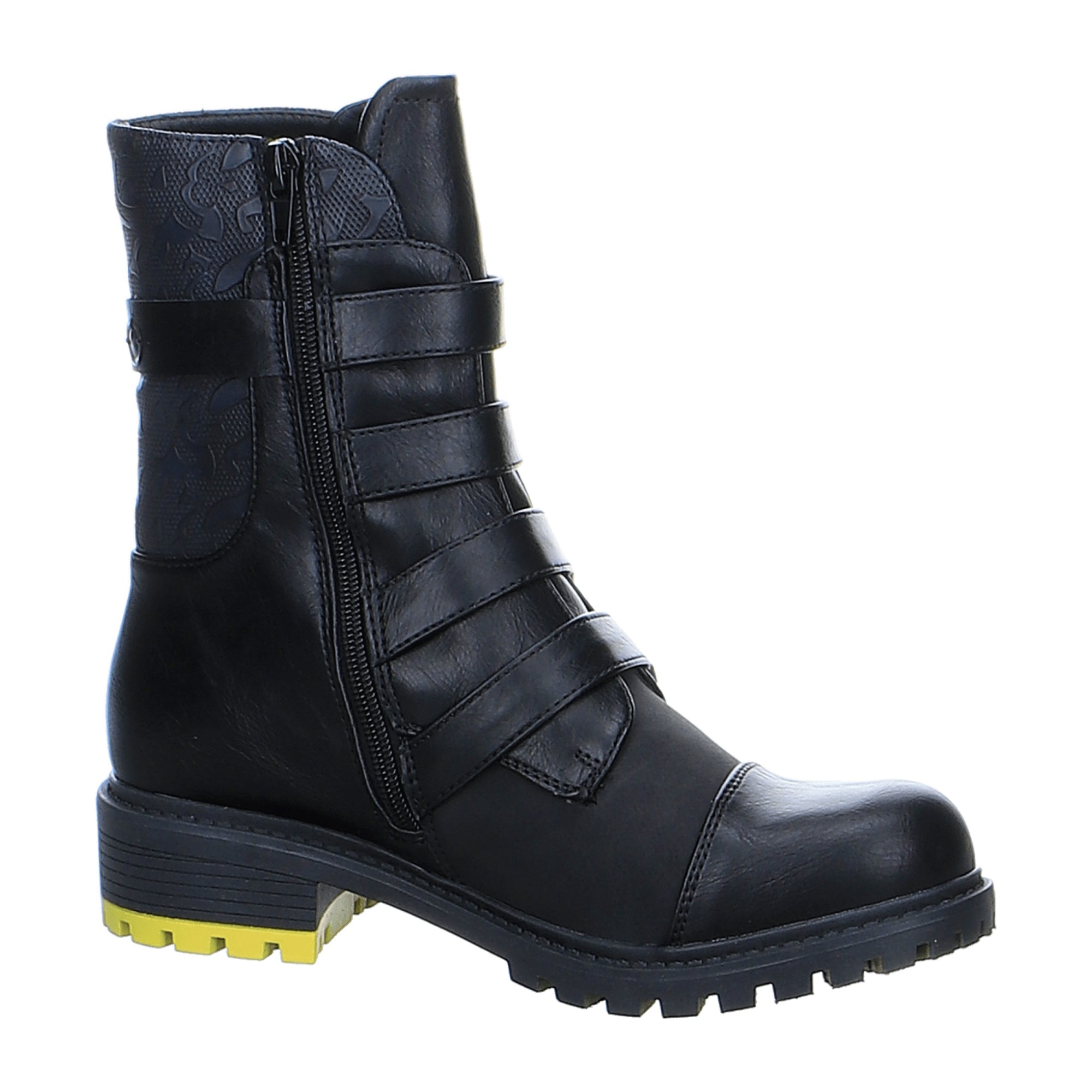 Rieker Women's Black Ankle Boots with Zip and Faux Fur Lining