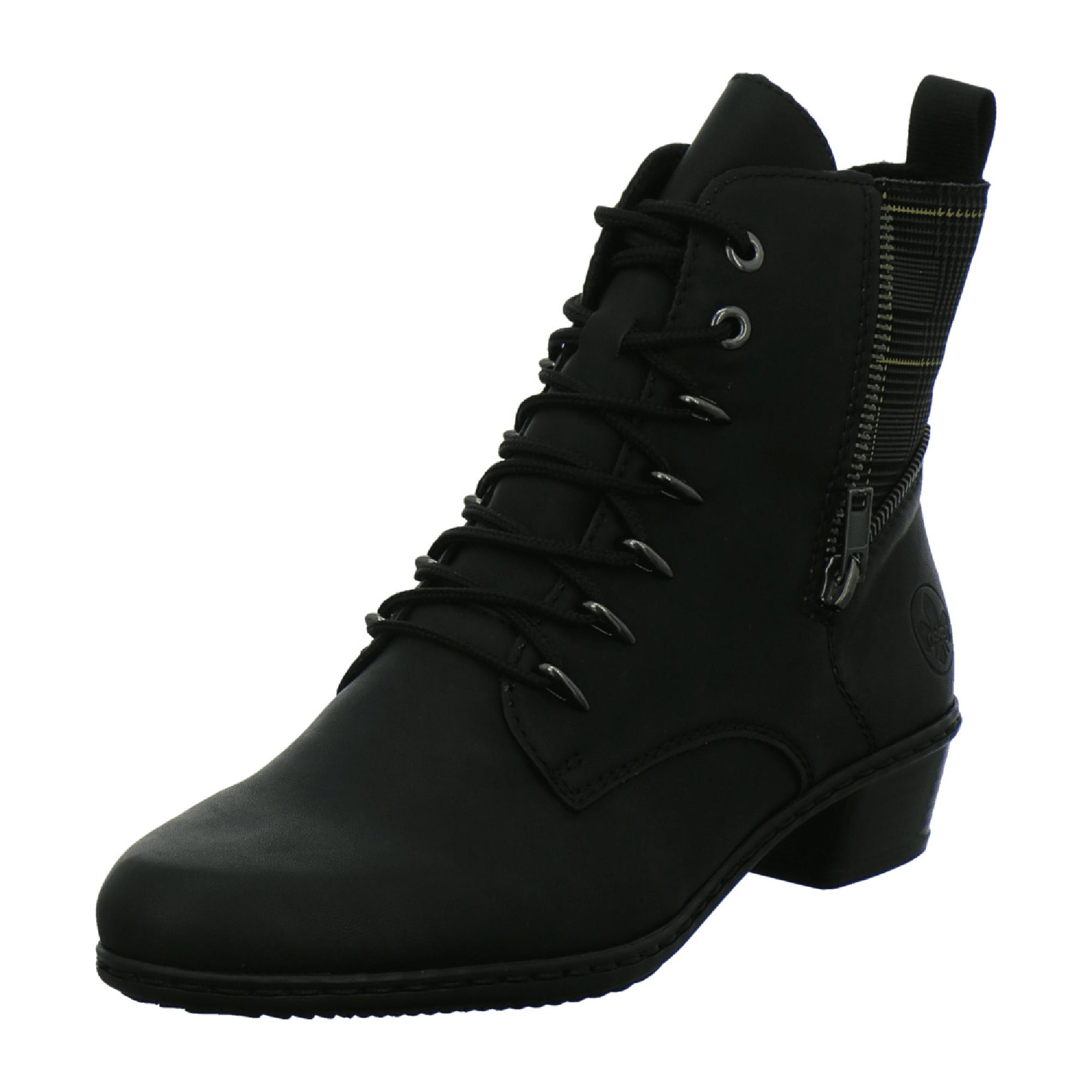 Rieker HWK Black Women's Boots with Lace-Up and Zipper for Easy Wear