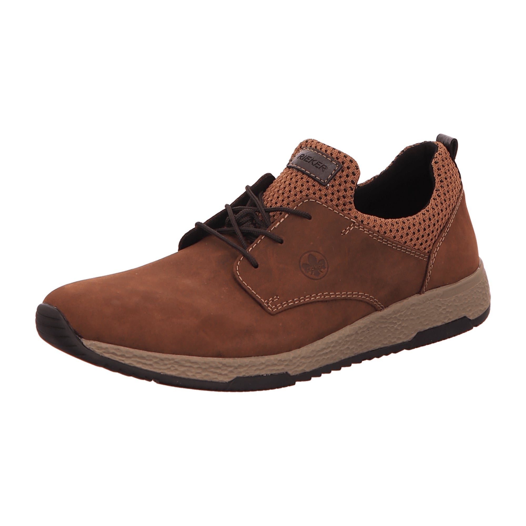 Rieker Men's Brown Lace-Up Casual Shoes Leather Textile Combination