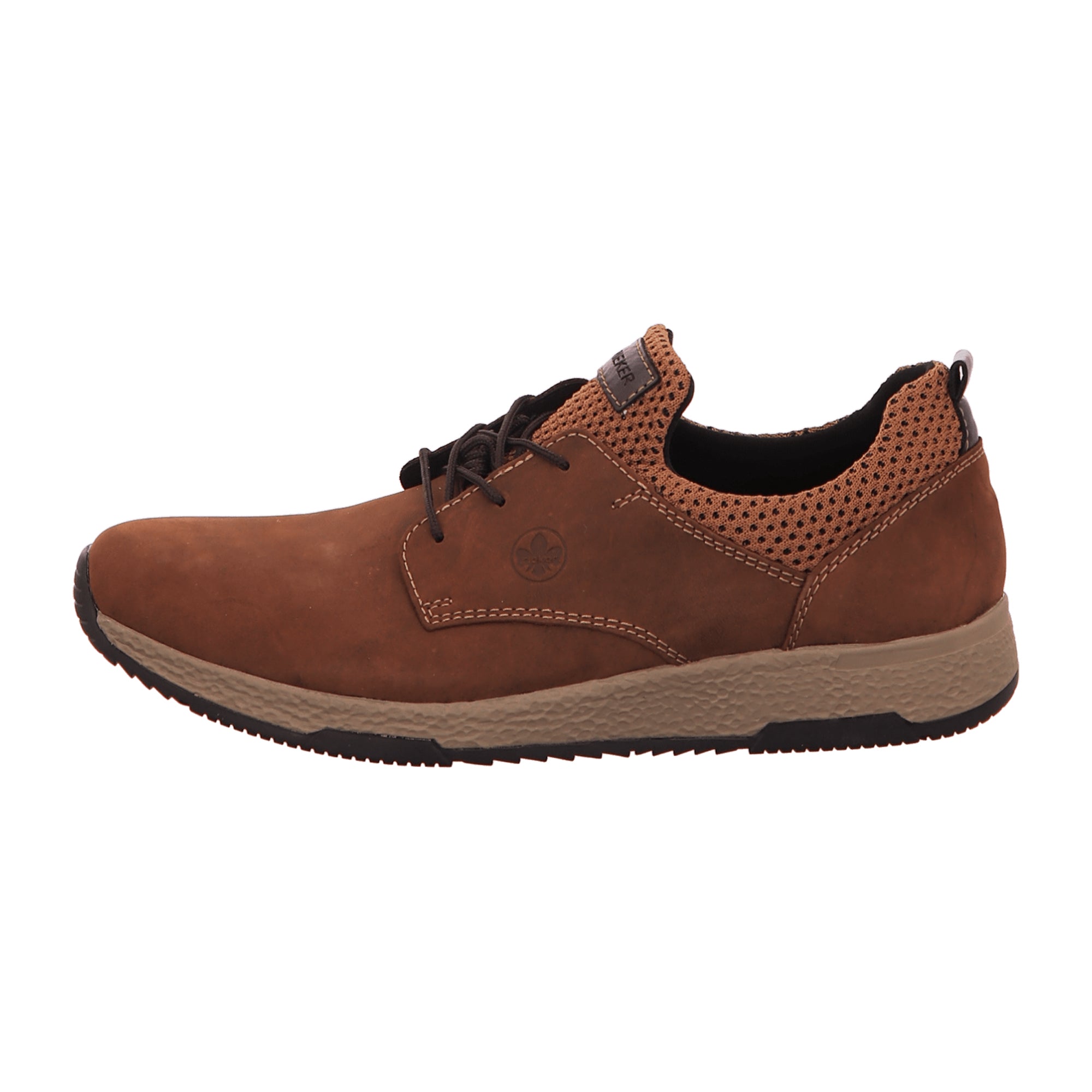 Rieker Men's Brown Lace-Up Casual Shoes Leather Textile Combination