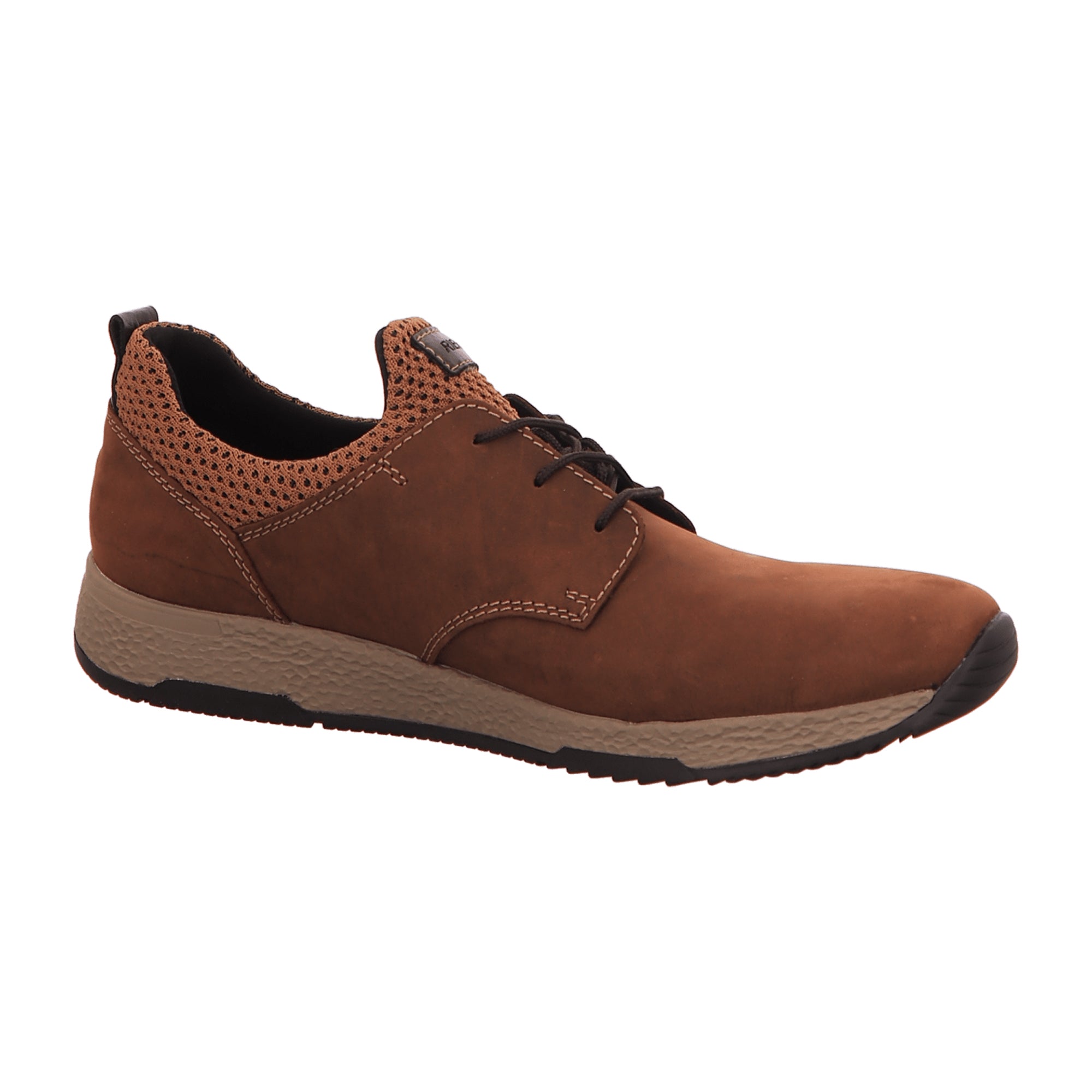 Rieker Men's Brown Lace-Up Casual Shoes Leather Textile Combination