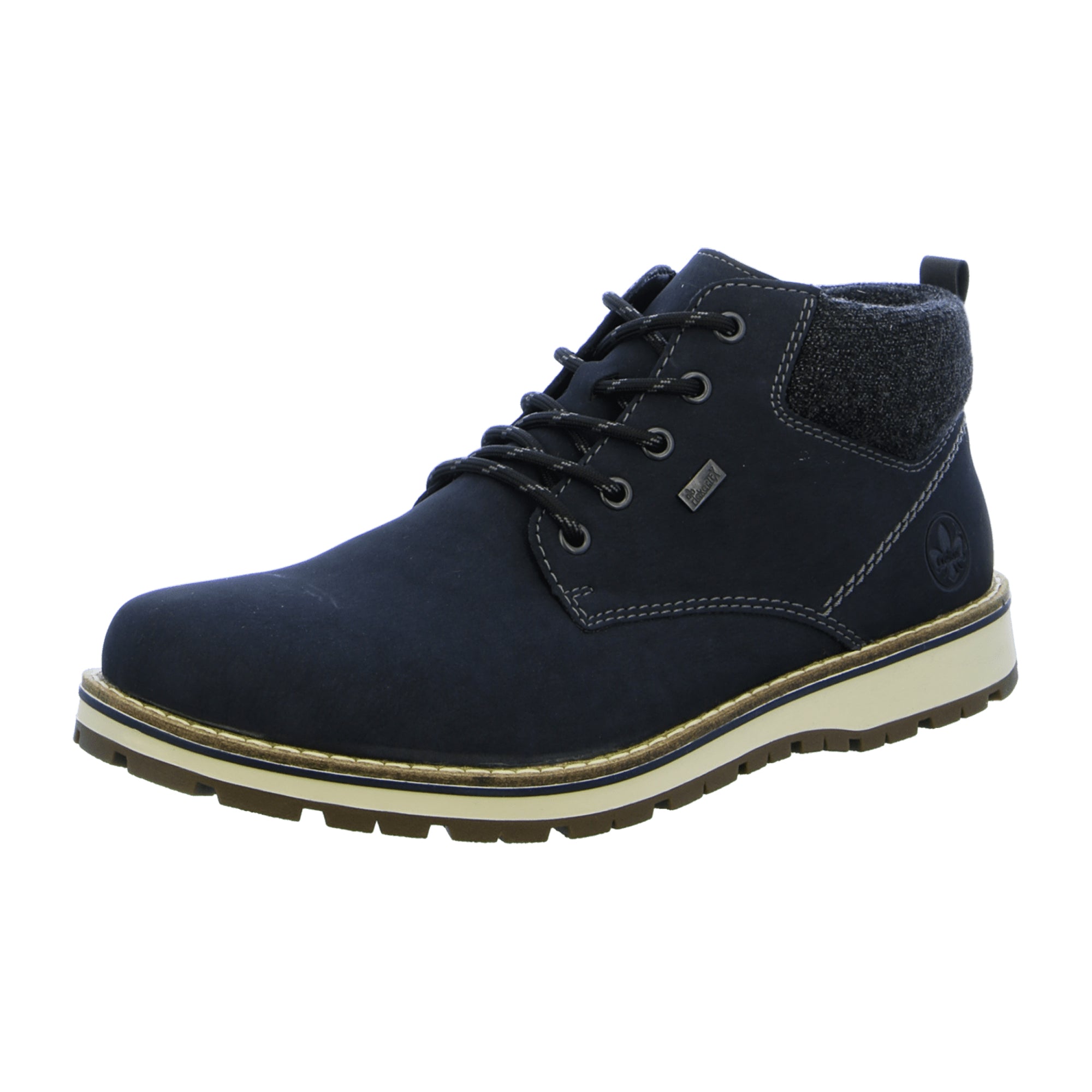 Rieker Men's Blue Ankle Lace-Up Boots with Wool Lining and RiekerTex Technology