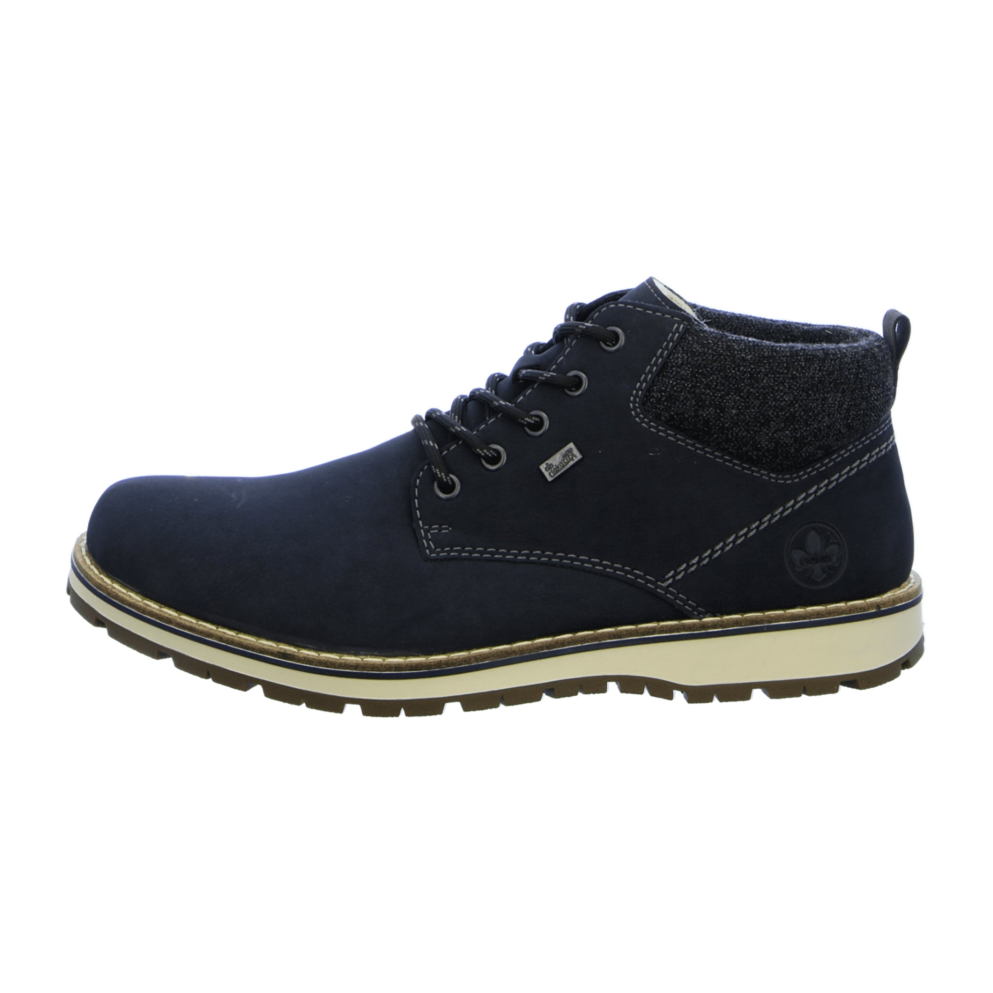 Rieker Men's Blue Ankle Lace-Up Boots with Wool Lining and RiekerTex Technology