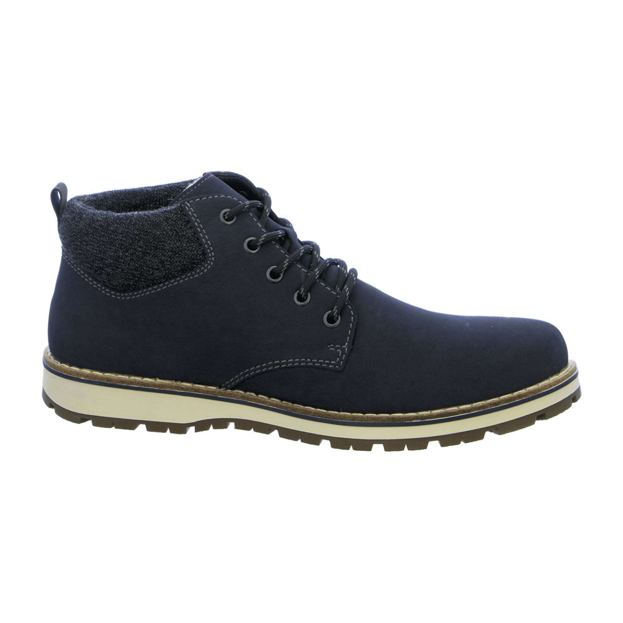 Rieker Men's Blue Ankle Lace-Up Boots with Wool Lining and RiekerTex Technology