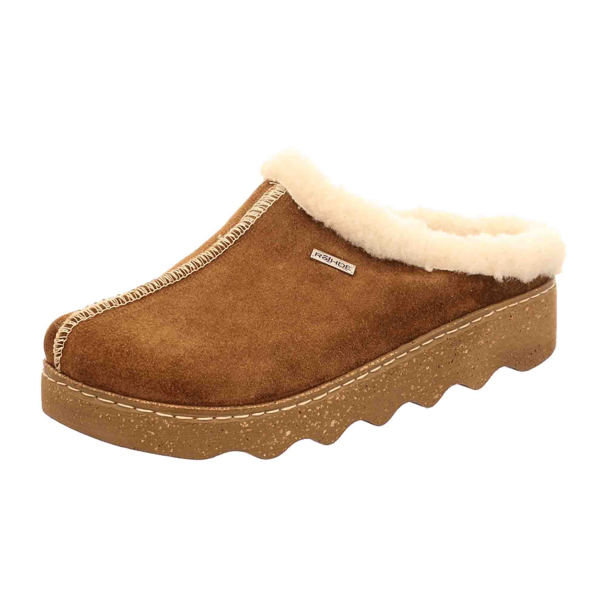 Rohde Women's Brown House Slippers Velour Wool Lined Comfortable Warm Shoes