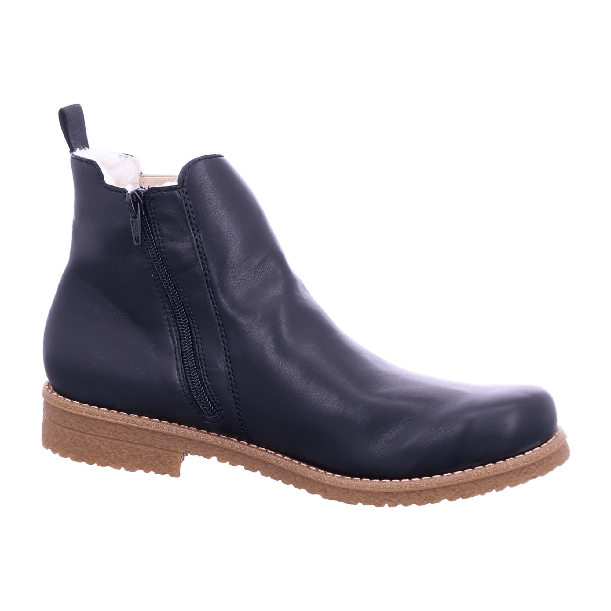 Rieker HWK Women's Black Ankle Boots with Side Zipper and Warm Lining