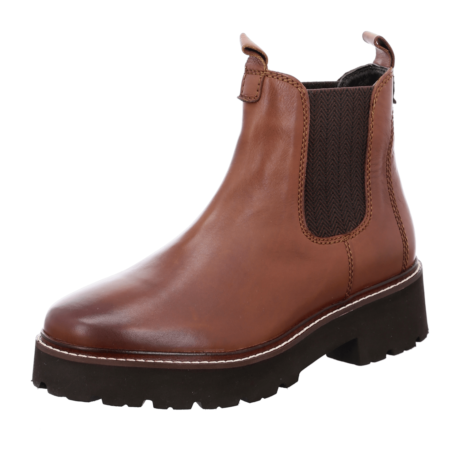 ARA Women's Bologna Chelsea Boots in Smooth Brown Leather with Round Toe and Leather-Textile Lining