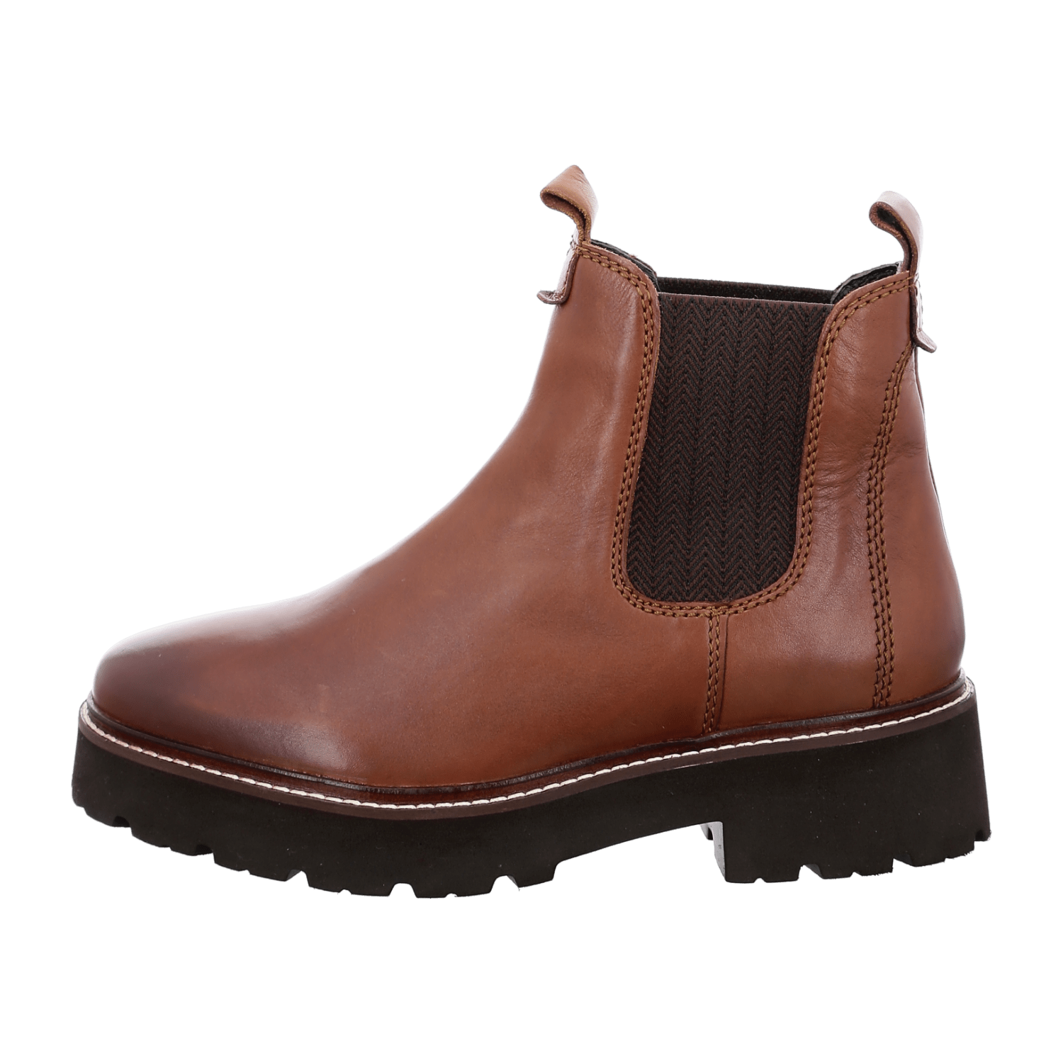 ARA Women's Bologna Chelsea Boots in Smooth Brown Leather with Round Toe and Leather-Textile Lining