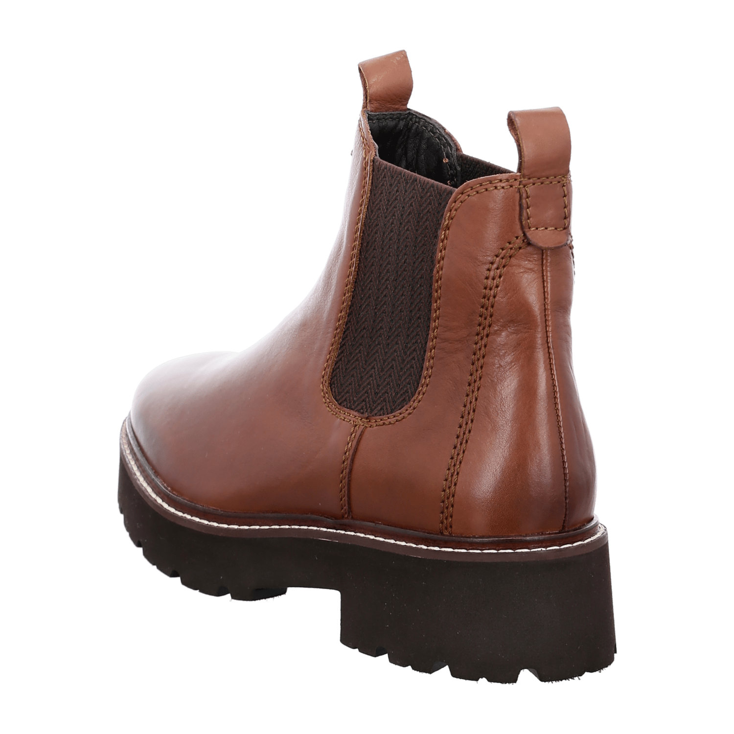 ARA Women's Bologna Chelsea Boots in Smooth Brown Leather with Round Toe and Leather-Textile Lining