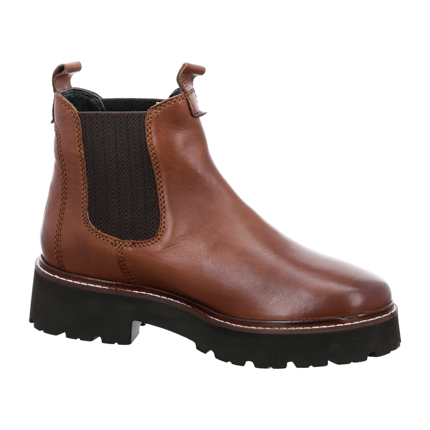 ARA Women's Bologna Chelsea Boots in Smooth Brown Leather with Round Toe and Leather-Textile Lining