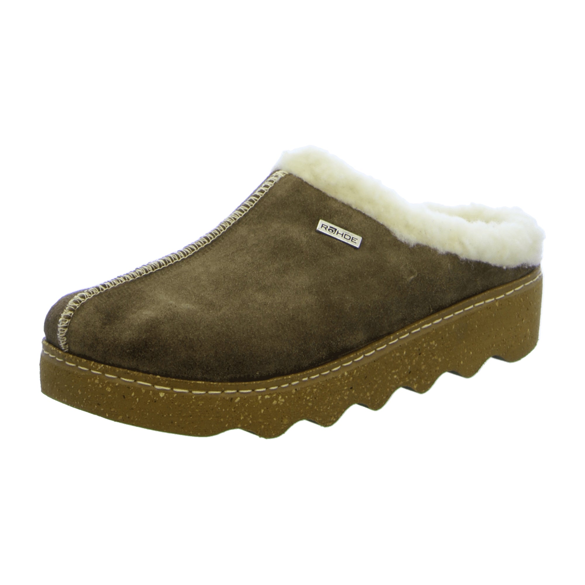 Rohde Foggia Brown Leather Women's Slip-On House Shoes