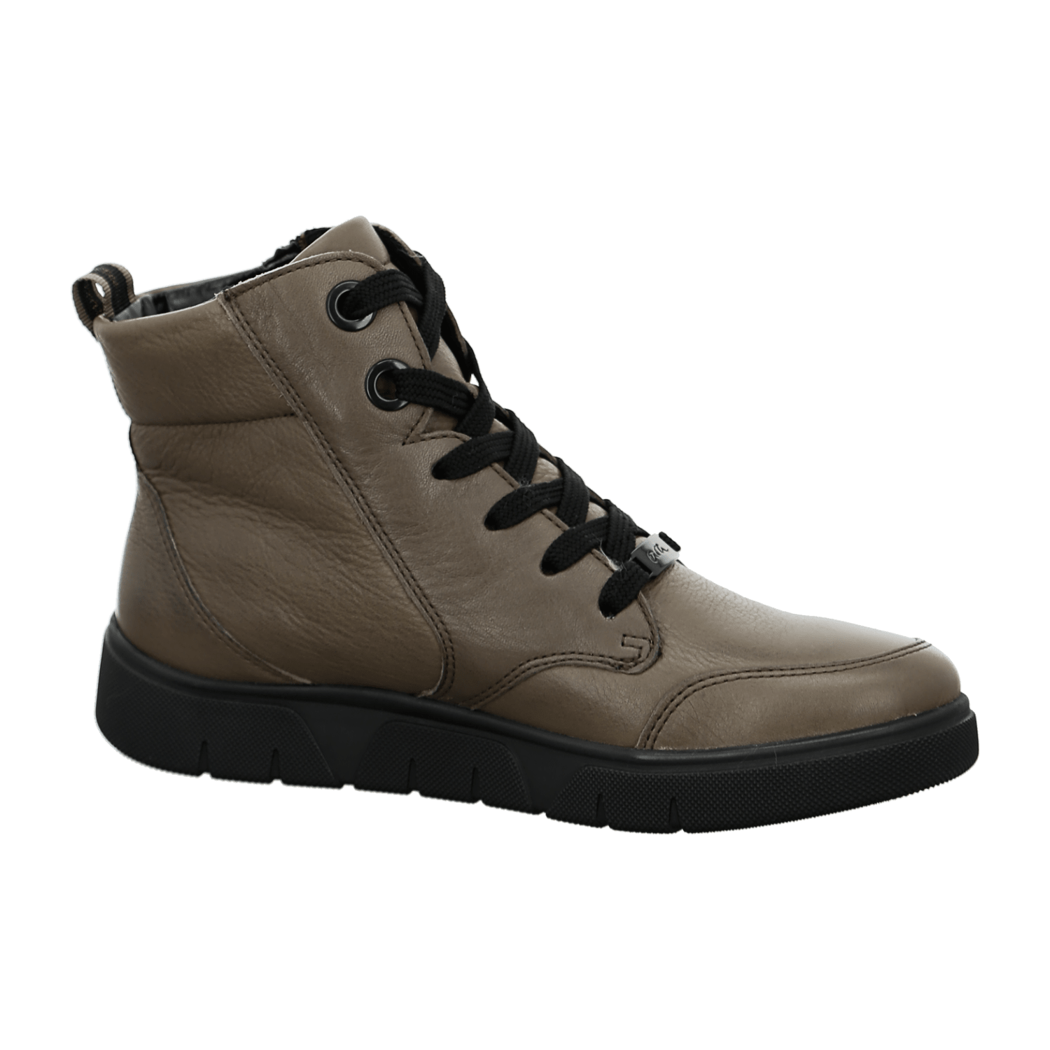 ARA ROM Women's Sneakers in Grey Smooth Leather with Lace-Up Closure
