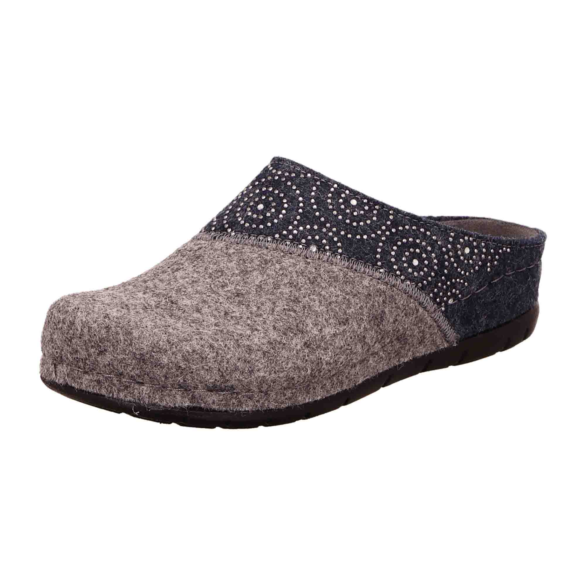 Rohde RODIGO-40 Women's Grey Slip-On Shoes with Wedge Heel Warm Lined