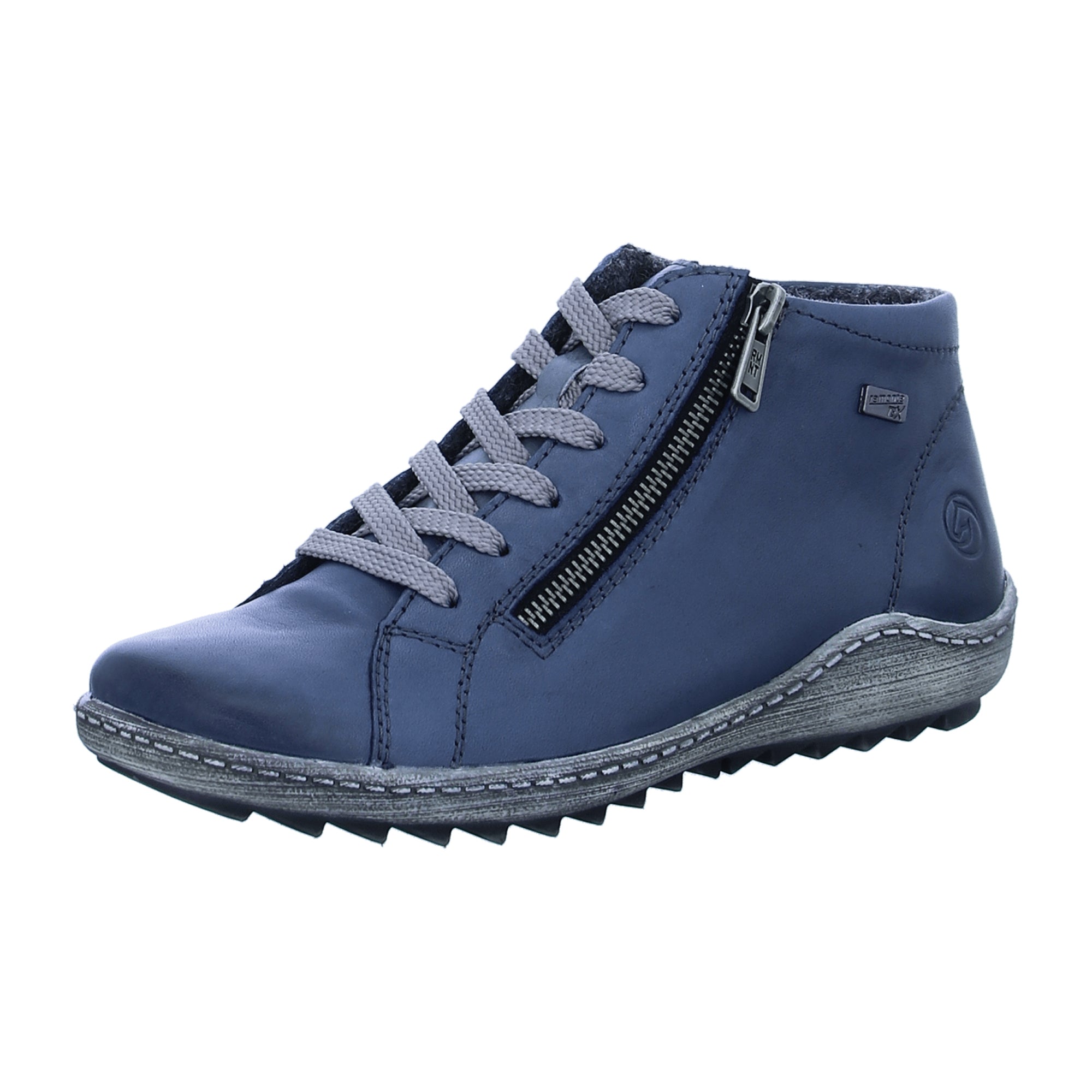 Remonte Women's Blue Ankle Boots, Comfortable Leather, Sporty Sneaker Style