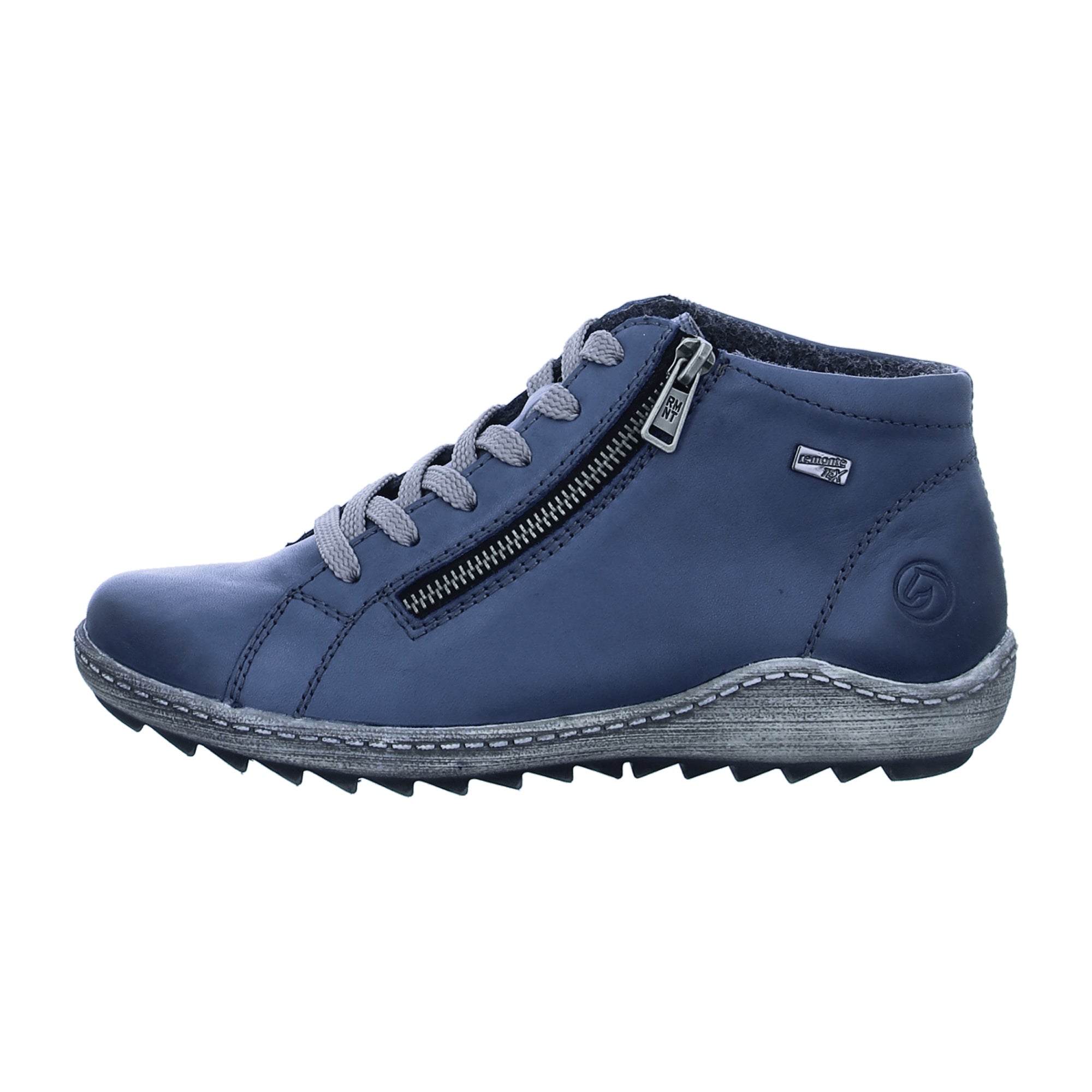 Remonte Women's Blue Ankle Boots, Comfortable Leather, Sporty Sneaker Style