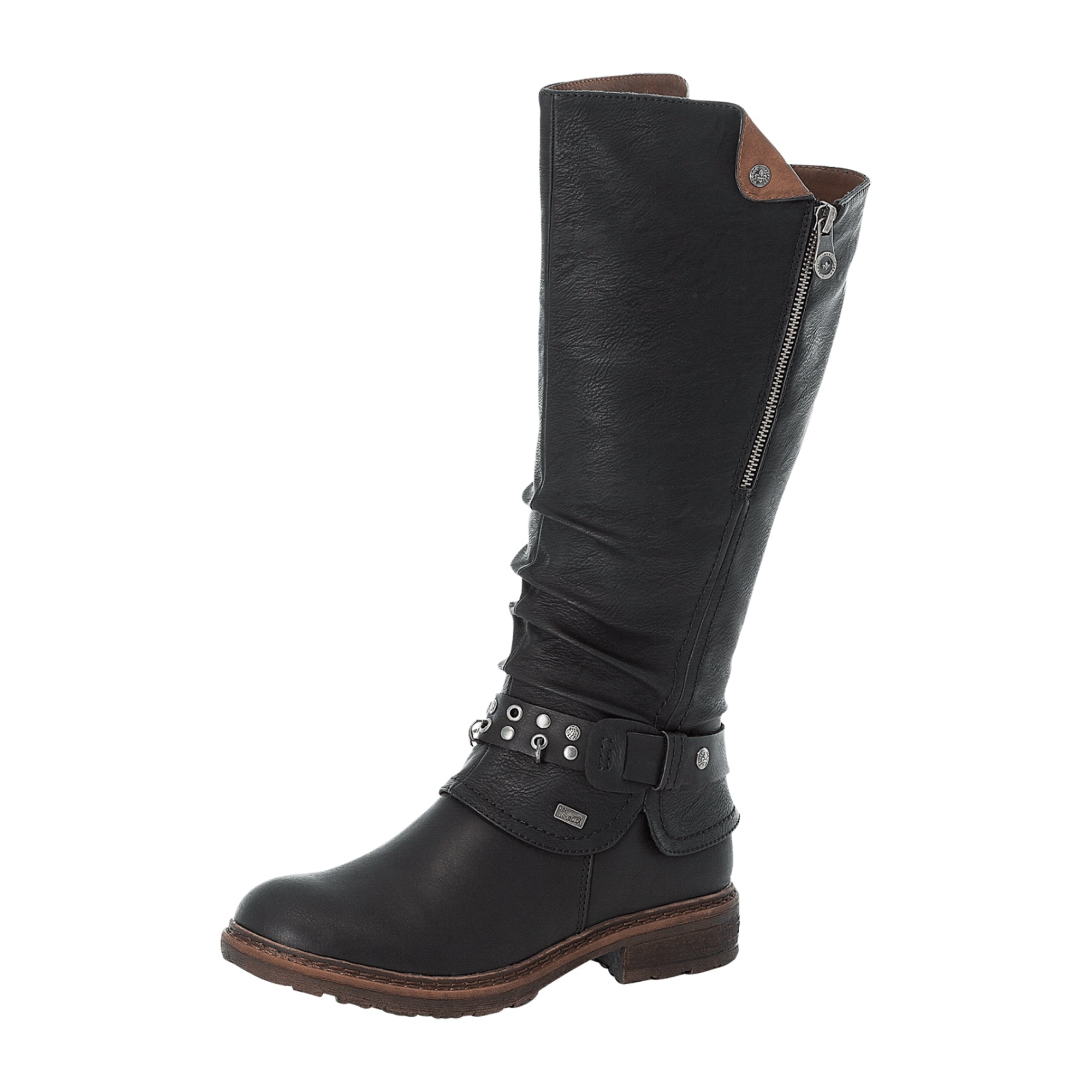 Rieker Women's Black Long Shaft Boots with Warm Lining and Comfortable Fit