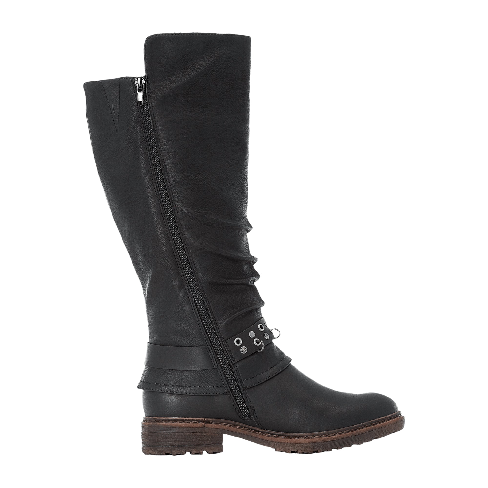Rieker Women's Black Long Shaft Boots with Warm Lining and Comfortable Fit