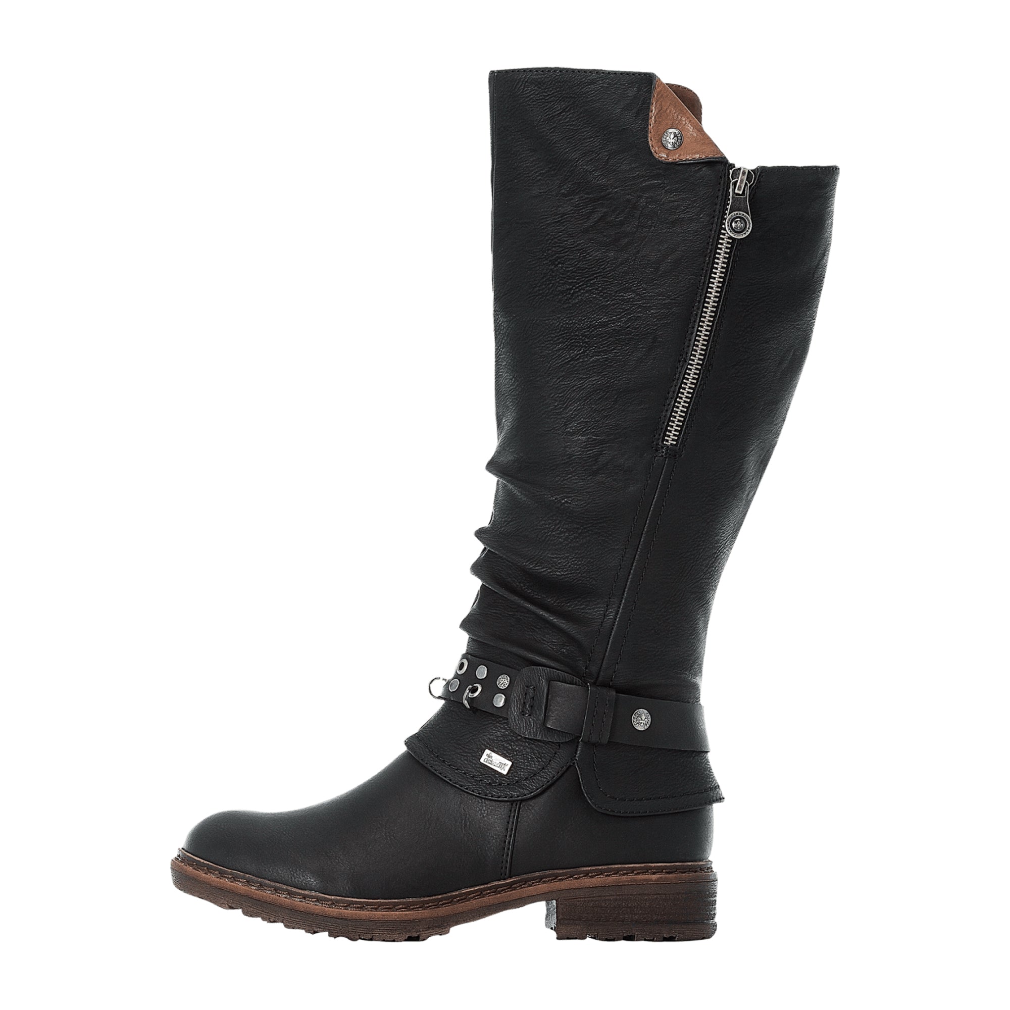 Rieker Women's Black Long Shaft Boots with Warm Lining and Comfortable Fit