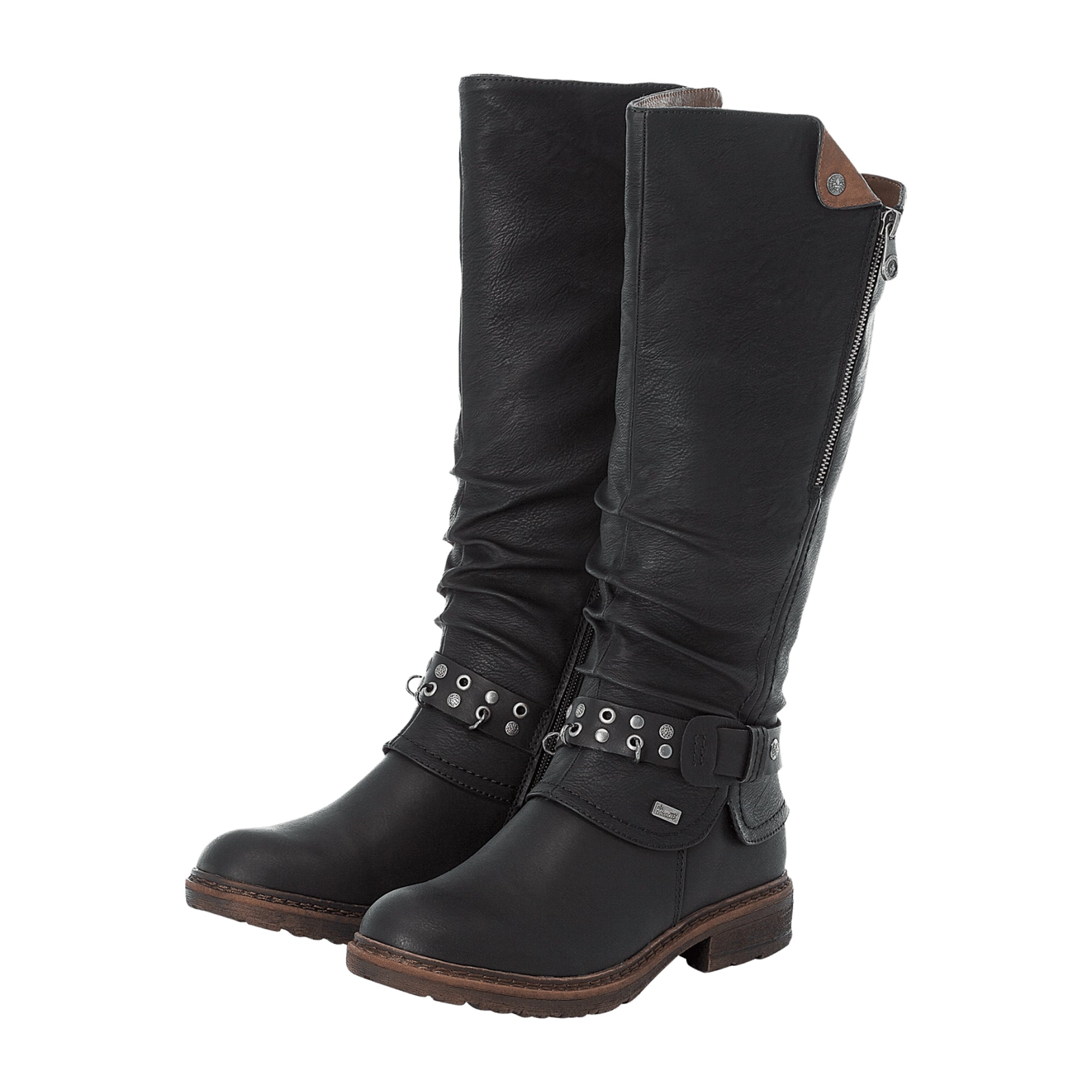Rieker Women's Black Long Shaft Boots with Warm Lining and Comfortable Fit