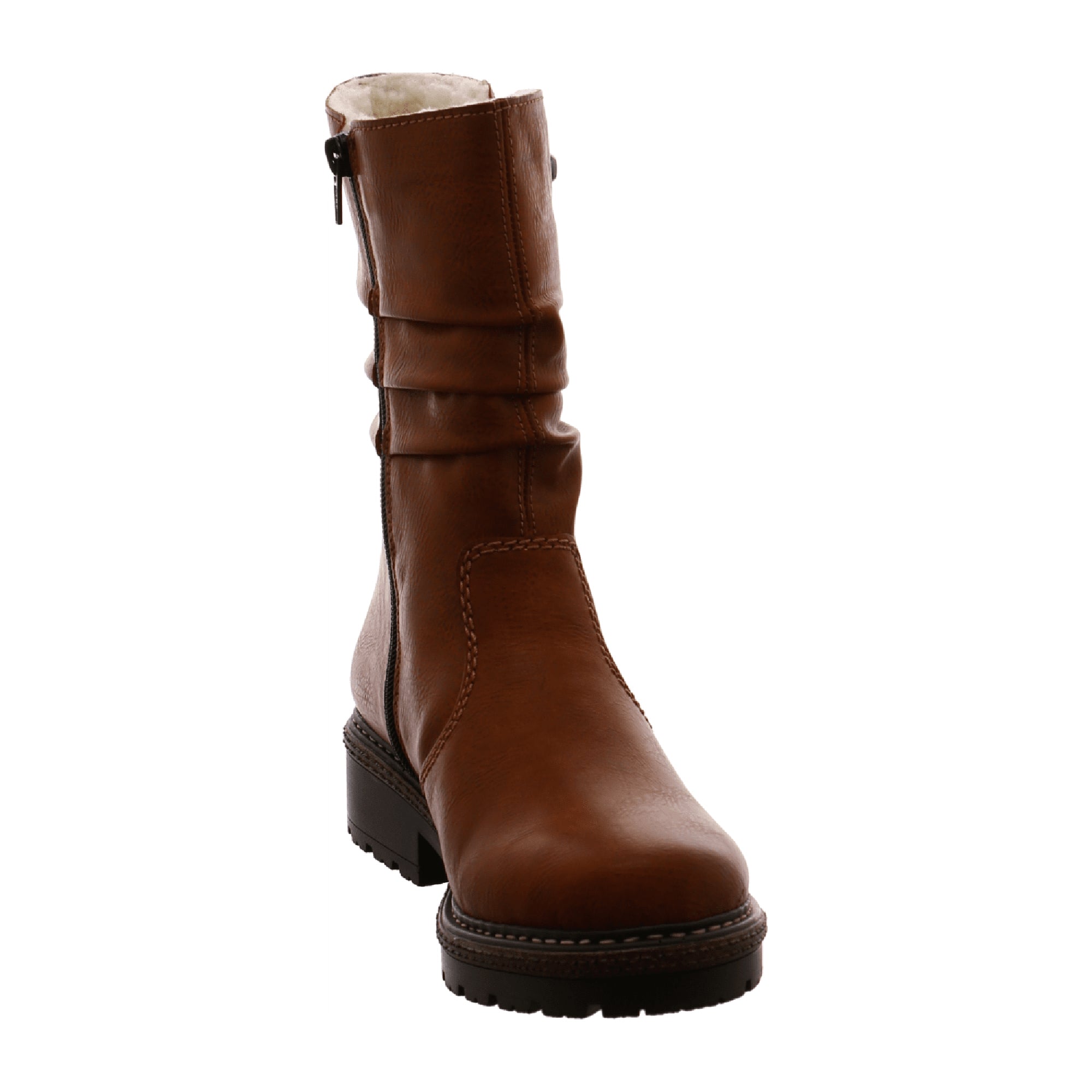 Rieker Women's Brown Ankle Boots with Warm Lining and Side Zipper