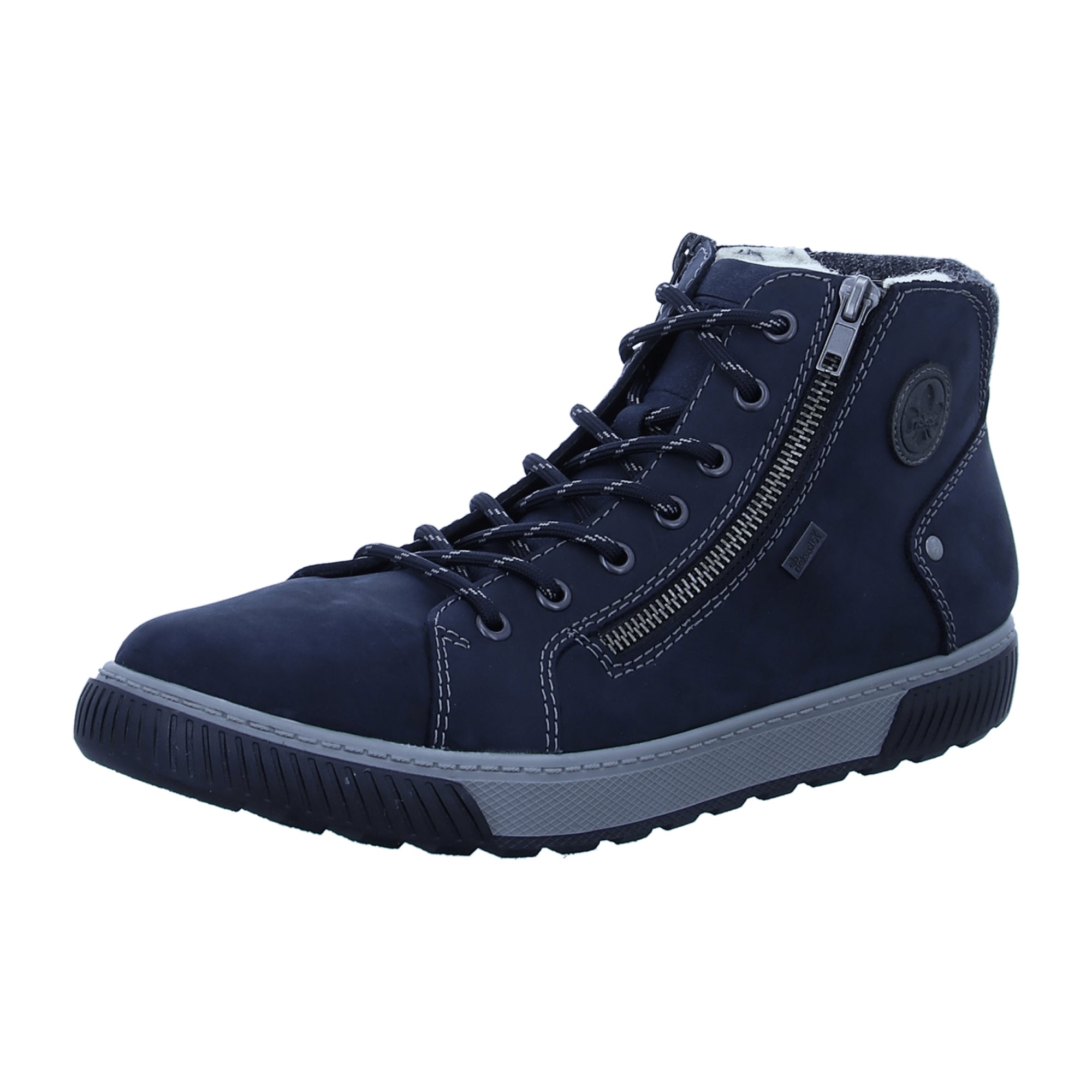 Rieker Men's Blue Comfortable Boots with Warm Lining and Lace-Up Closure