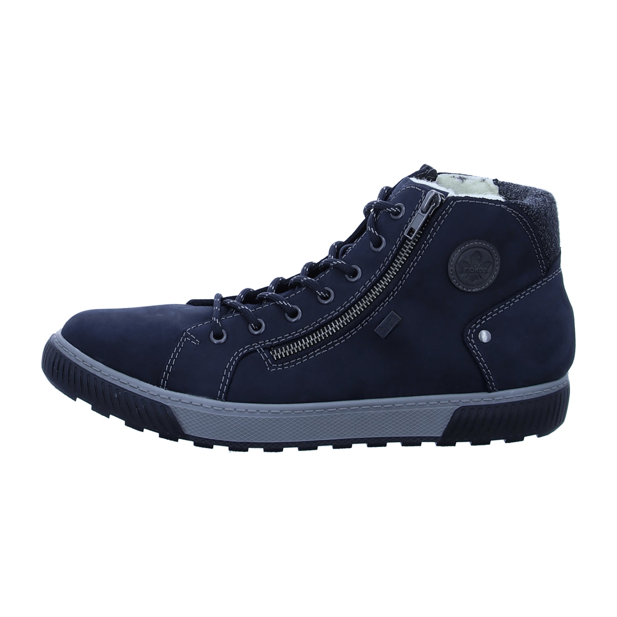 Rieker Men's Blue Comfortable Boots with Warm Lining and Lace-Up Closure